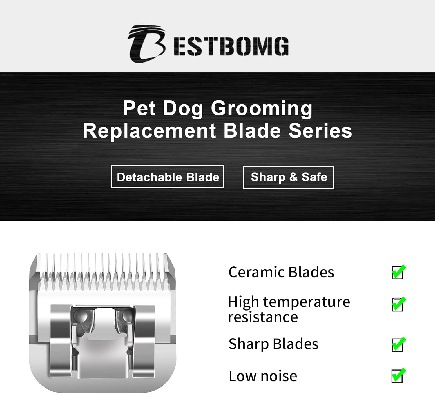BESTBOMG 2 Pack Dog Grooming Replacement Blades Compatible with Heiniger/Moser Max45/Andis/Oster A5 Dog Clippers, Size 5FC 1/4" Cutting Length - 10+7Fc+5Fc+4Fc-S image number 6
