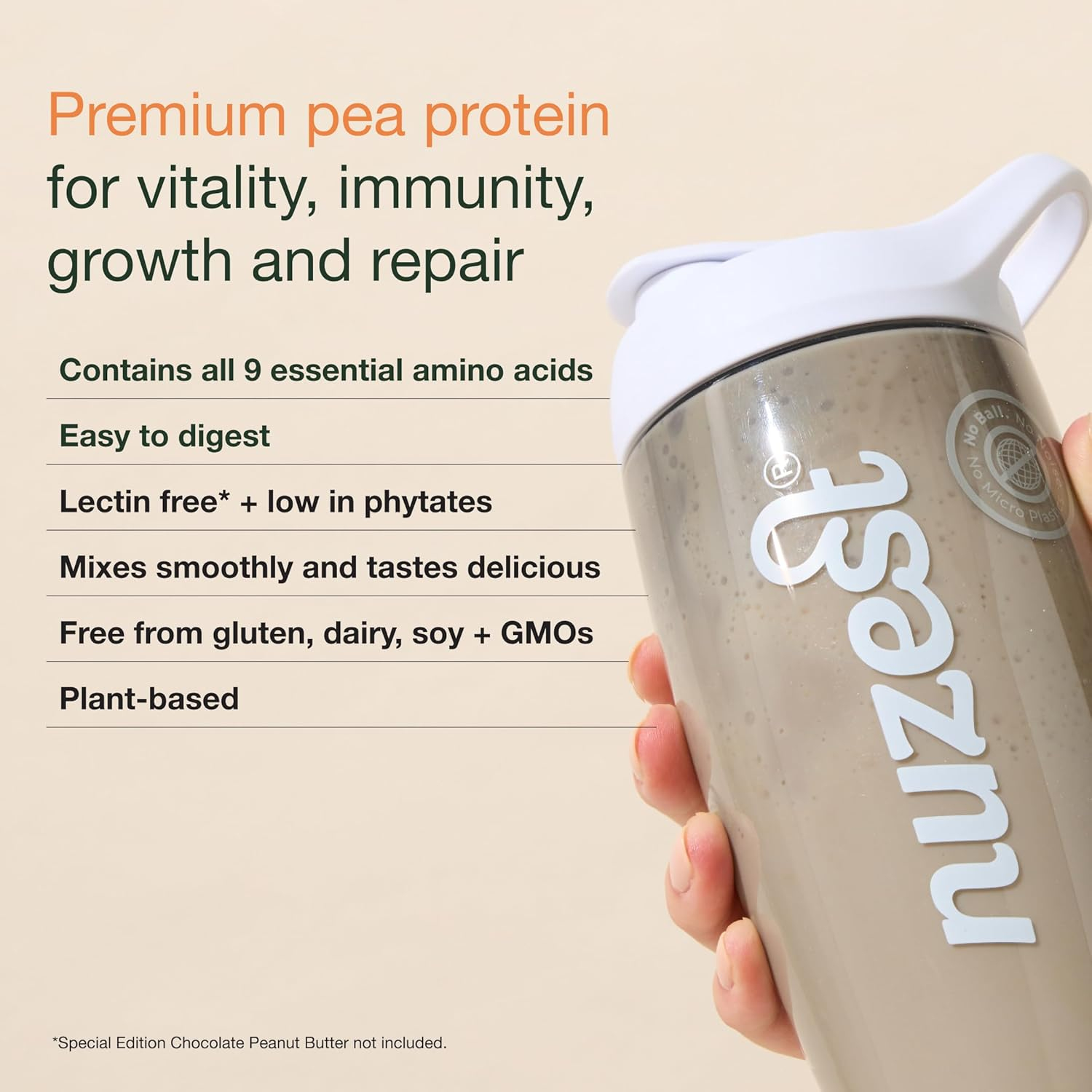 Nuzest - Pea Protein Powder - Clean Lean Protein - Vegan Protein Shake - Plant-Based Low Calorie & Low Carb - Gluten Free - Dairy Free (250G, Vanilla) image number 6