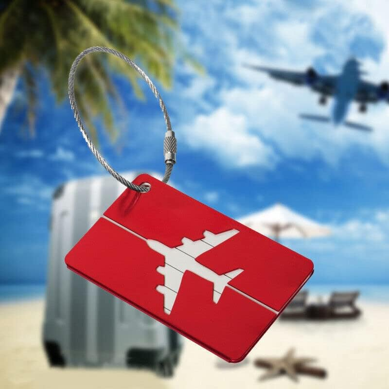 AIMALL Luggage Tag Aluminum Travel Baggage Suitcase Identity Address Name Label Cards with Wire Rope, Waterproof & Information Cards Included, 2.95X1.73 In image number 2