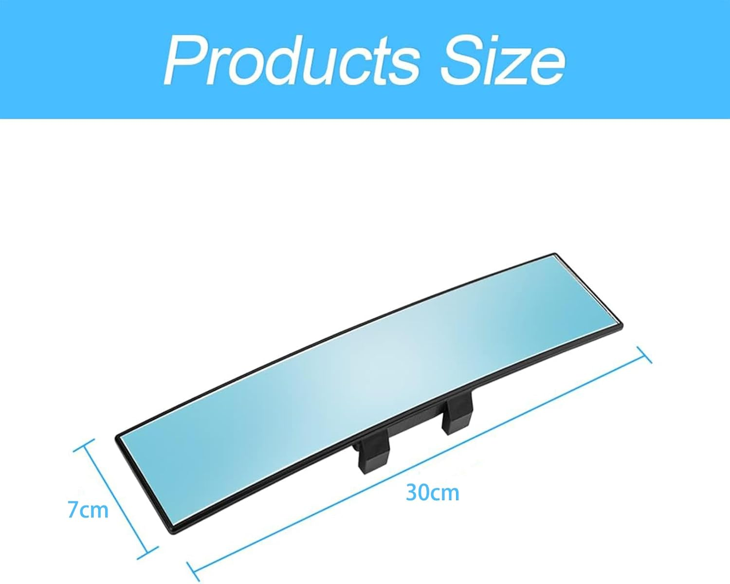 Cozioz Universal Panoramic Anti-Glare Rearview Mirror - 30X7 Cm HD Wide Angle Clip-On for Cars, Suvs, Trucks, and Vans (Blue) image number 3