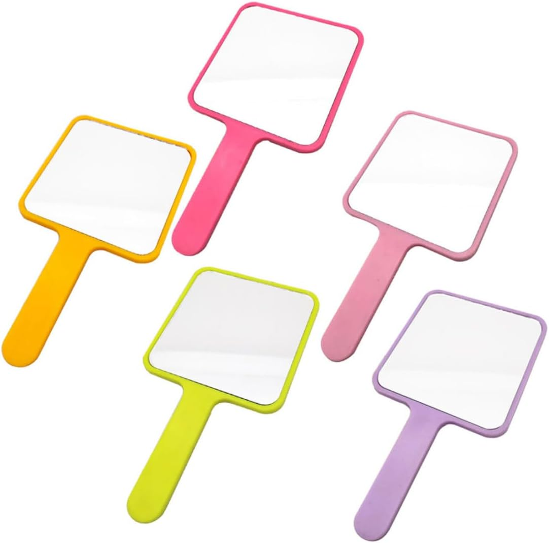 Hand Held Mirror Square Large Makeup Mirror Salon Barbers Hairdressers Tool Rose Home Office Supply image number 5