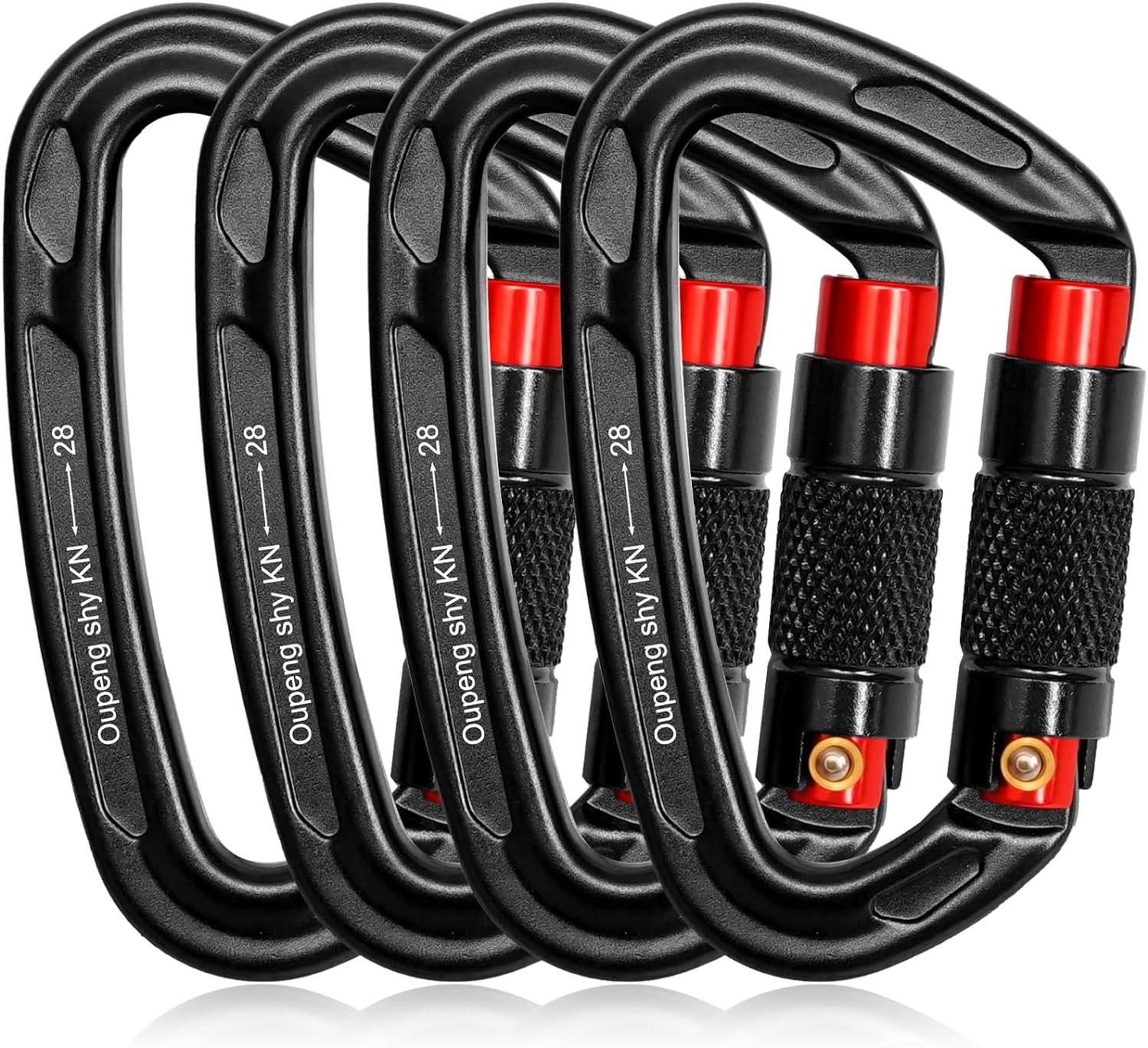 Auto Locking Carabiner Clips - 28KN (6172Lbs) Heavy Duty Caribeaners ，4PCS Large Carabiner Clip for Keychains，Hammock，Camping, Gym, Hiking, Outdoor ，Dog Leash image number 2
