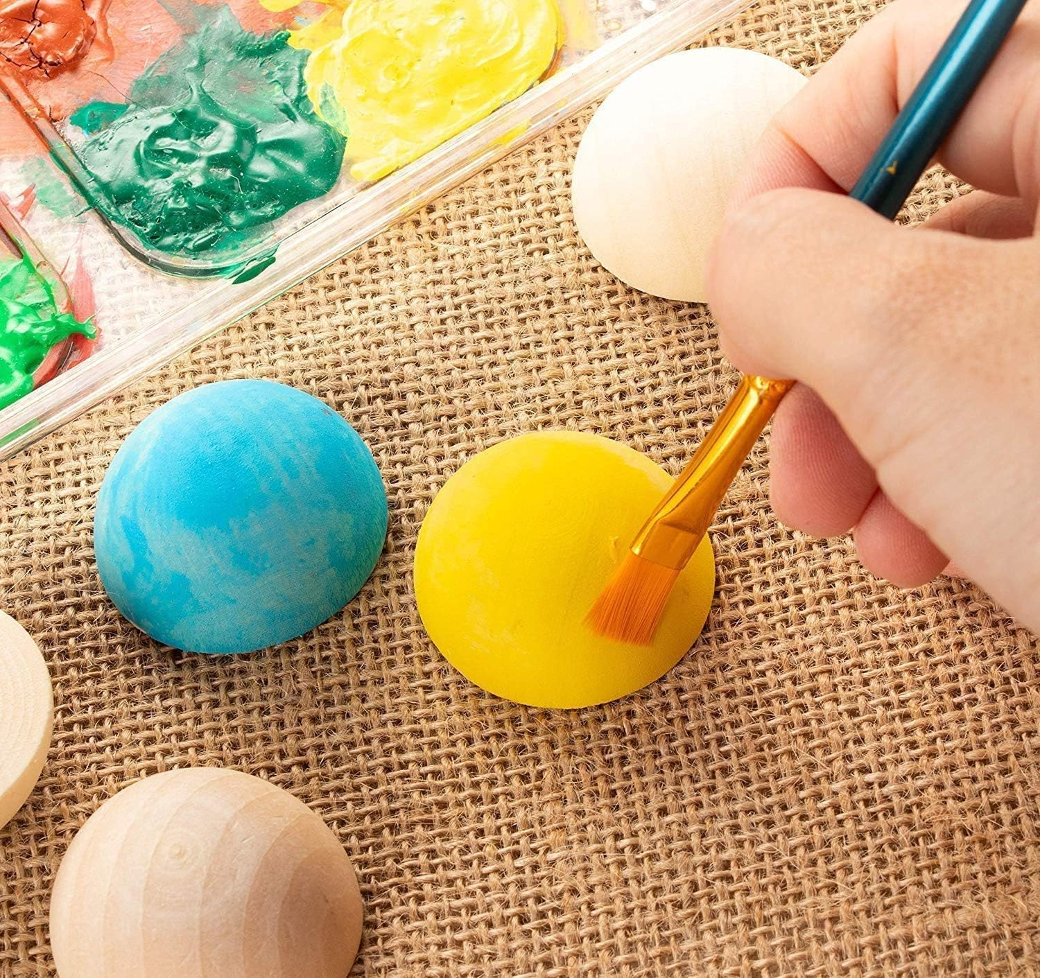 Unfinished Split Wood Balls 20 Pcs 2 Inch Diameters Half Wooden Hemispheres for DIY Projects Kids Arts and Craft Supplies image number 1