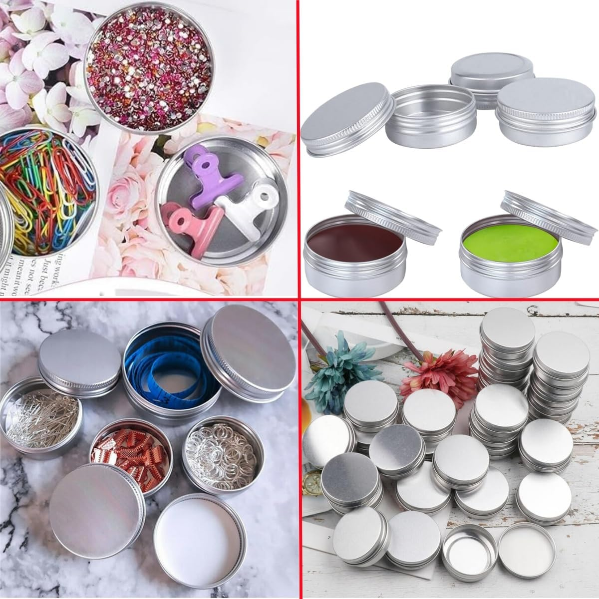 12Pcs 30Ml Aluminum Tin Jars,Round Pot Screw Cap Lids,Silver Cosmetic Sample Jars Storage Containers,Aluminum Tin Jar Refillable Containers round Empty Tins for Lip Balm, Salve, Eye Shadow image number 3