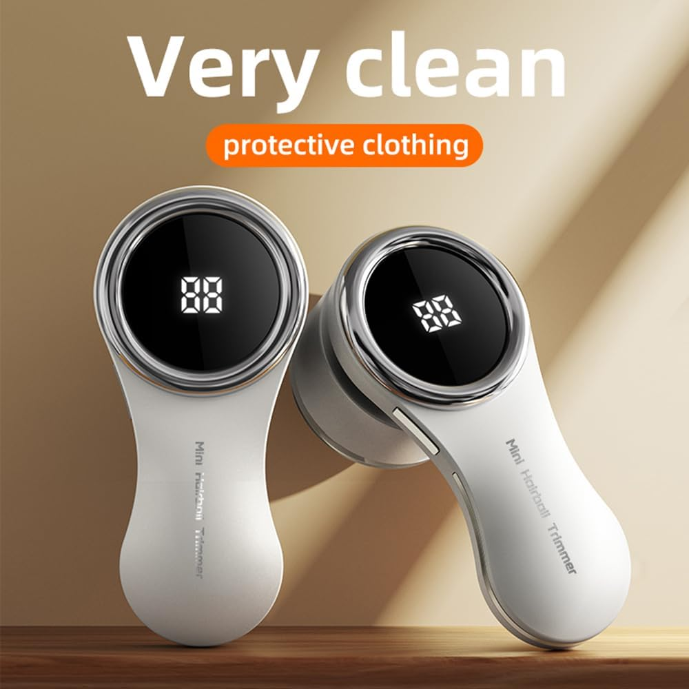 Frafuo Fabric Shaver-Electric Lint Remover with 6 Leaf Blades and Digital LED Display-Portable Sweater Defuzzer Remove Clothes Fuzz, Lint Balls, Sweater, Couch, Blanket, Curtain (White, 3 Cutters) image number 3