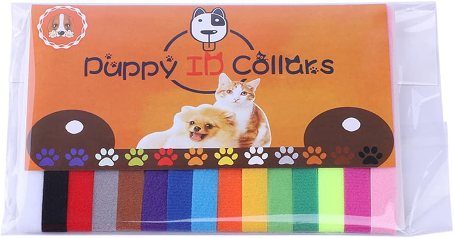 15 Colors Puppy ID Collars Whelping Newborn Soft Fabric Adjustable Identification Double-Sided Collar Reusable for Pet Dog Band Cat 10 Inches image number 2