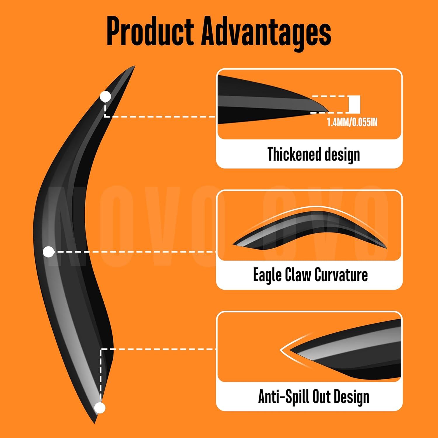 NOVO OVO Halloween Black Nail Tips Curved Stiletto, Full Cover Gel X Extension Kit for 3D Eagle Claw Nails, Extra Thick Hawk Deep Curve Almond French Tips Soft False Fake Acrylic Nail 12 Size 120Pc image number 1