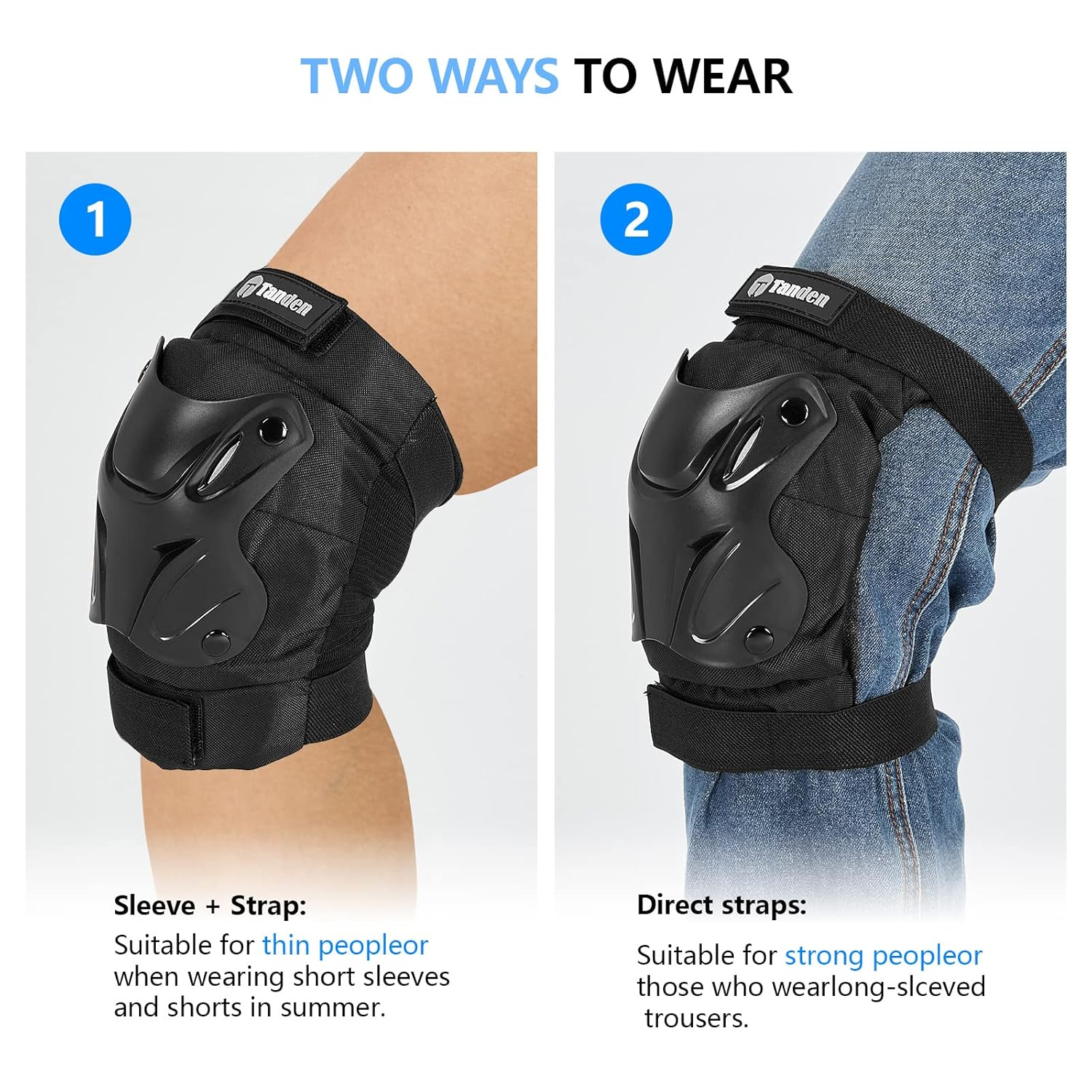 Tanden Skating Protective Gear Adult Knee and Elbow Pads Wrist Guards for Roller Skating Skateboarding, Skate Pads Adult Knee Pads for Men Women Black - Purple image number 5