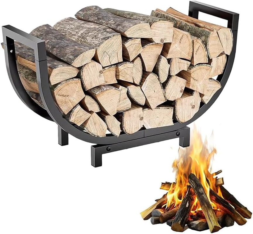 1 Pcs Premium Outdoor and Indoor Firewood Rack - 24.2In Rustproof Log Holder, Fireplace Storage Organizer, Stable Firewood Storage for Fireplace, Wood Holder, Firewood Organizer image number 3
