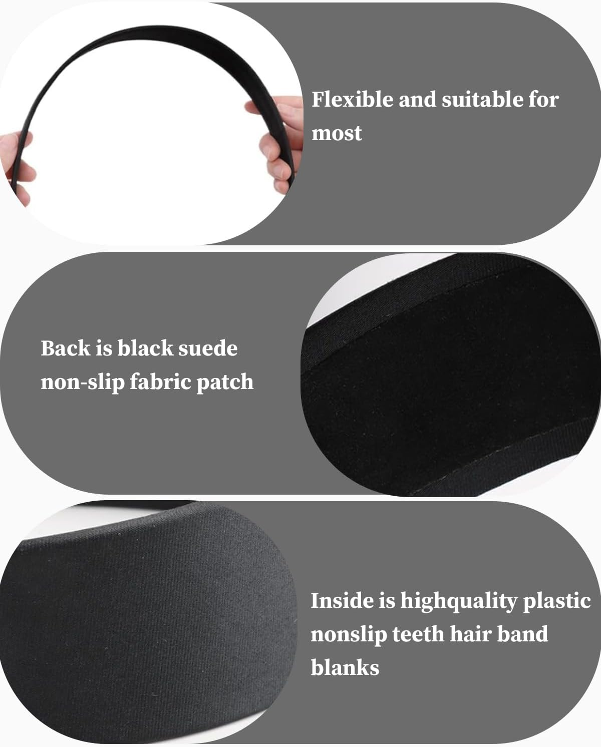 YOCDNOV 1 Piece Retro Style Velvet Padded Headbands - Classic Pink Headband Hair Band Women Wide Headband 3Cm Hair Accessories (Grey) image number 2