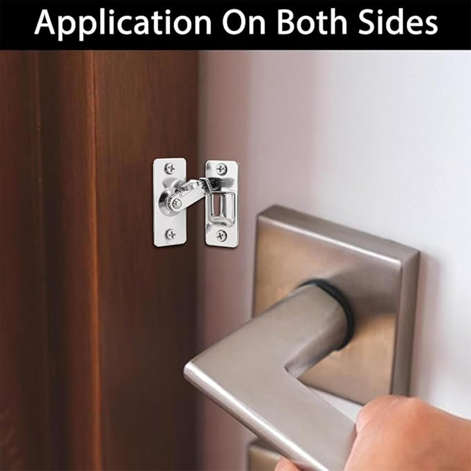 Stainless Steel Right Angle 90 Degree Door Buckle,Mini Size Door Lock,Outward Opening Door Security Lock,Protect Privacy - Security Door Latch,Heavy Duty Security Screen Door Latch (2, Silver) image number 3