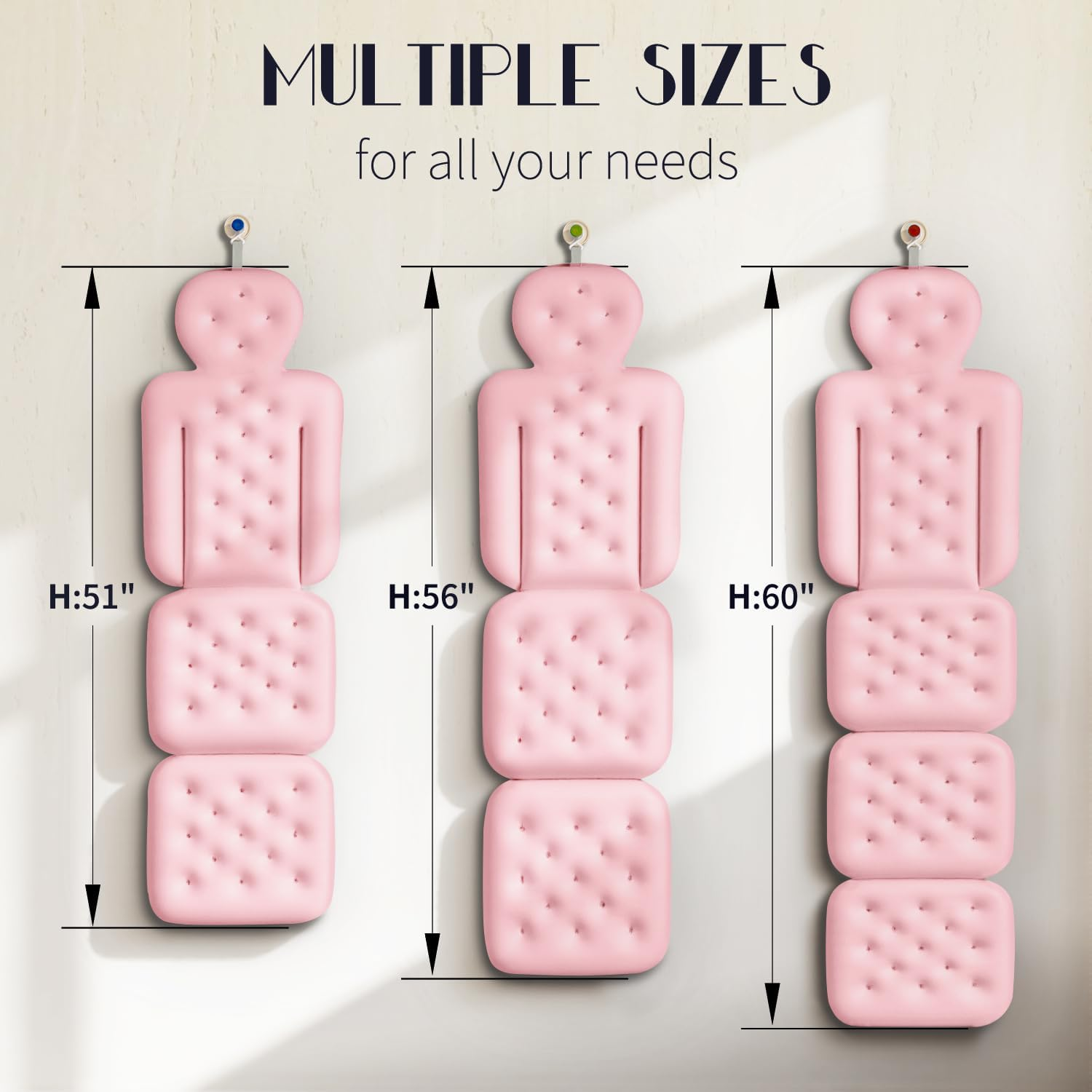 Full Body Bath Pillow for Bathtub, Thick Bathtub Cushion with Laundry Bag, Luxury Tub Pillow for Bath for Headrest Neck and Back Support Pink 51" X 16" image number 3