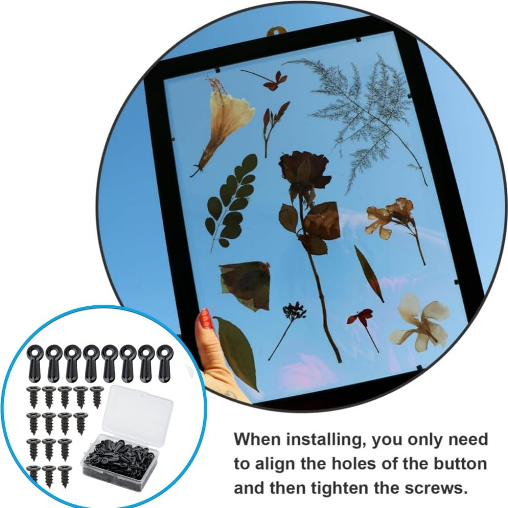 200 Pcs Picture Frame Turn Button Fasteners Set, Metal Picture Frame Hardware Backing Clips with 100 Pieces Screws for Hanging Pictures, Craft, Photos by DACUAN (Black) image number 4