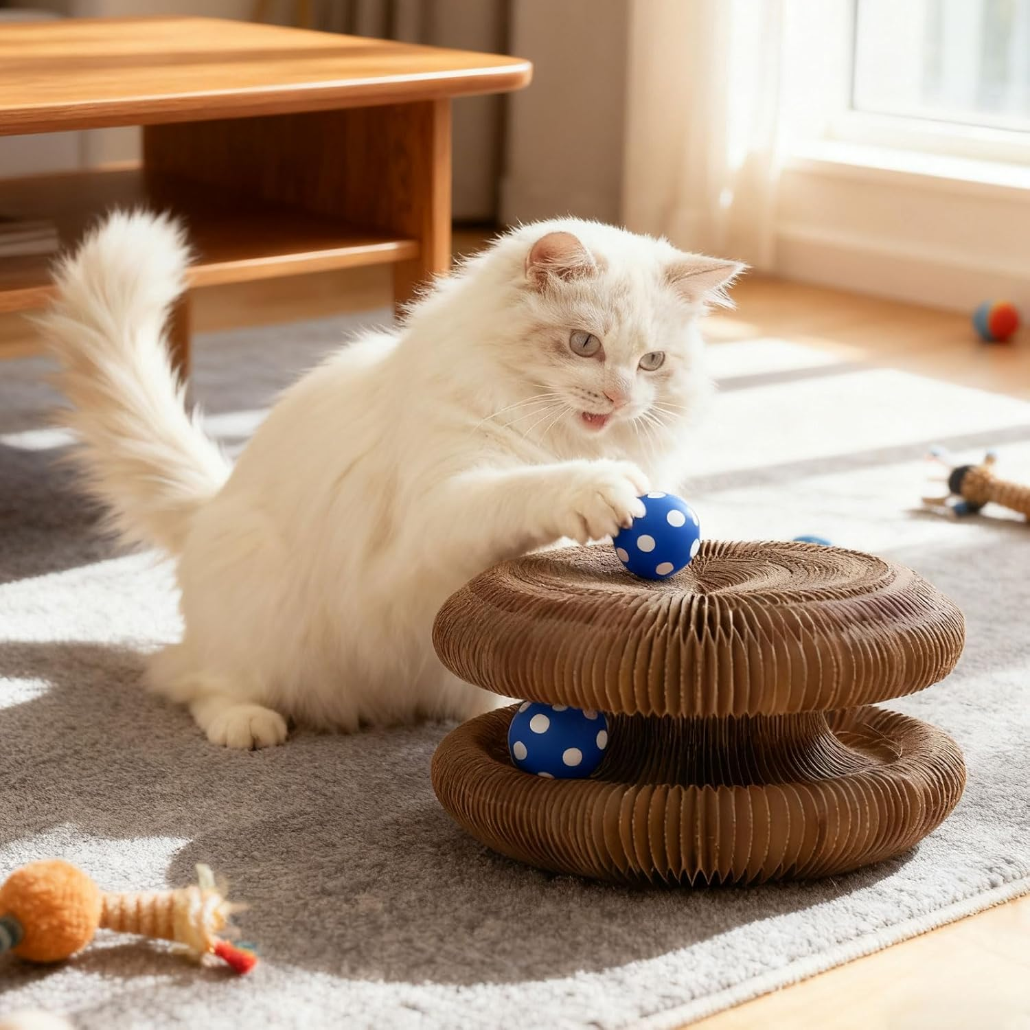 Xanthelle Scratching Cocoon for Cats, 2 Pack Cat Cave and Cat Toy with Scratching Cardboard for Cats as Scratching Board Accessory Indoor image number 5