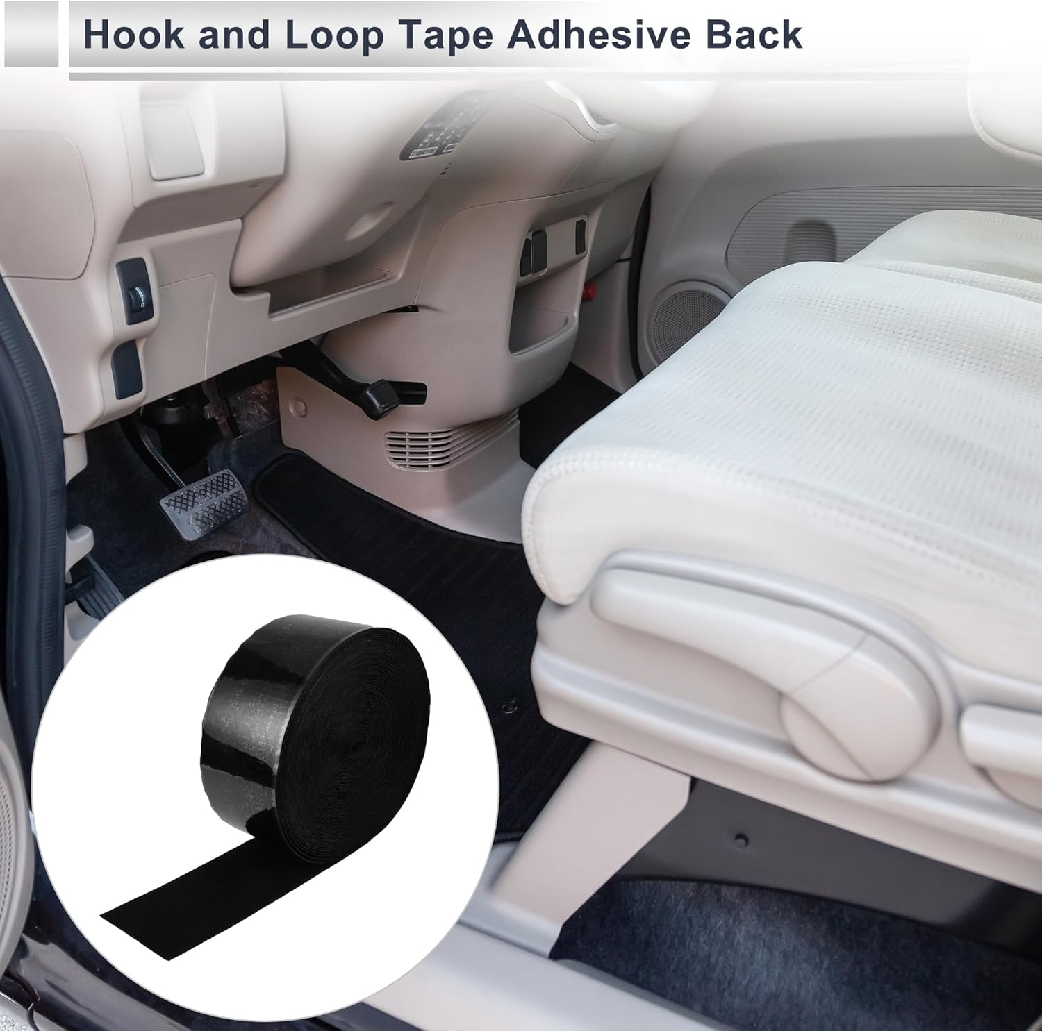 X AUTOHAUX 1 Pcs Hook and Loop Tape Adhesive Back Single Sided Adhesive Back Home Office Phone Mount Adhesive Tape Black 82.02Ftx4.33" image number 3