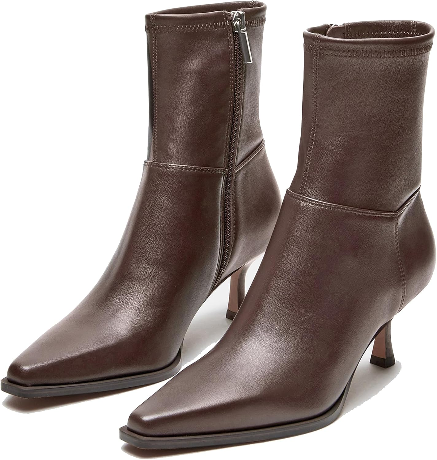 Atsroel Kitten Heel Ankle Boots for Women Pointed Toe Fall Booties Side Zip Short Boots Dressy Low Heel Booties