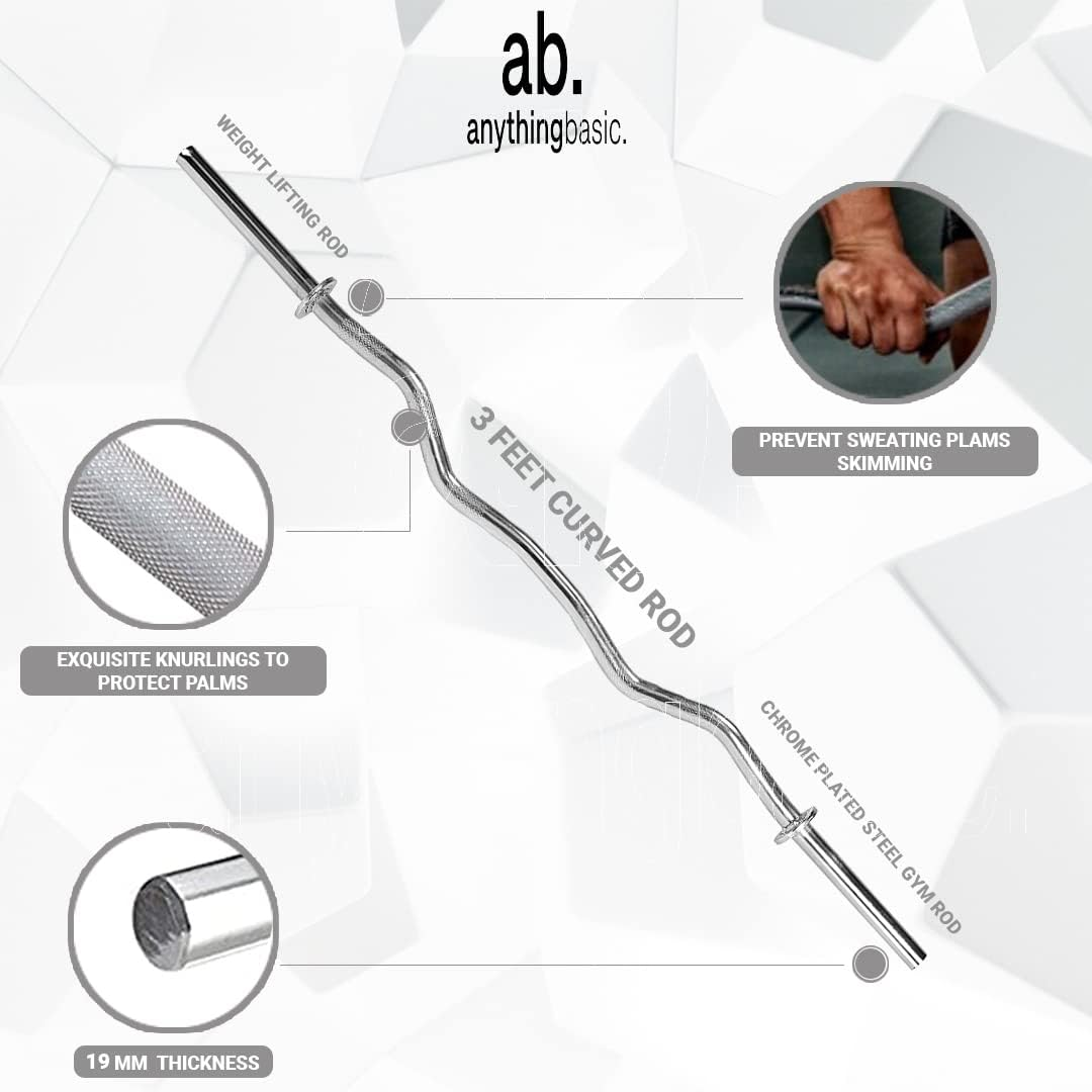 Anythingbasic PVC 8 Kg Home Gym Set with 1 Kg Blue Dumbbells Pair | Black | Material : Iron, PVC, Sand and Cement | Combo Has 3 Feet Curl Iron Rod, One Pair of Dumbbell Rods | for Men and Women image number 1