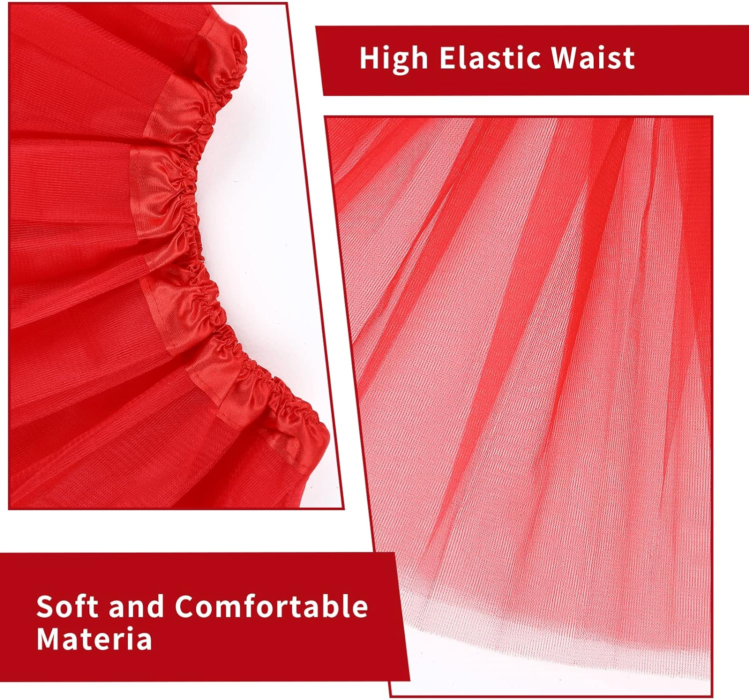 1 Pack Adult Tulle Tutu Skirt Women'S Vintage Tulle Bubble Tutu Skirt Prom Party Skirt Elastic 3 Layer for Women and Teens image number 6