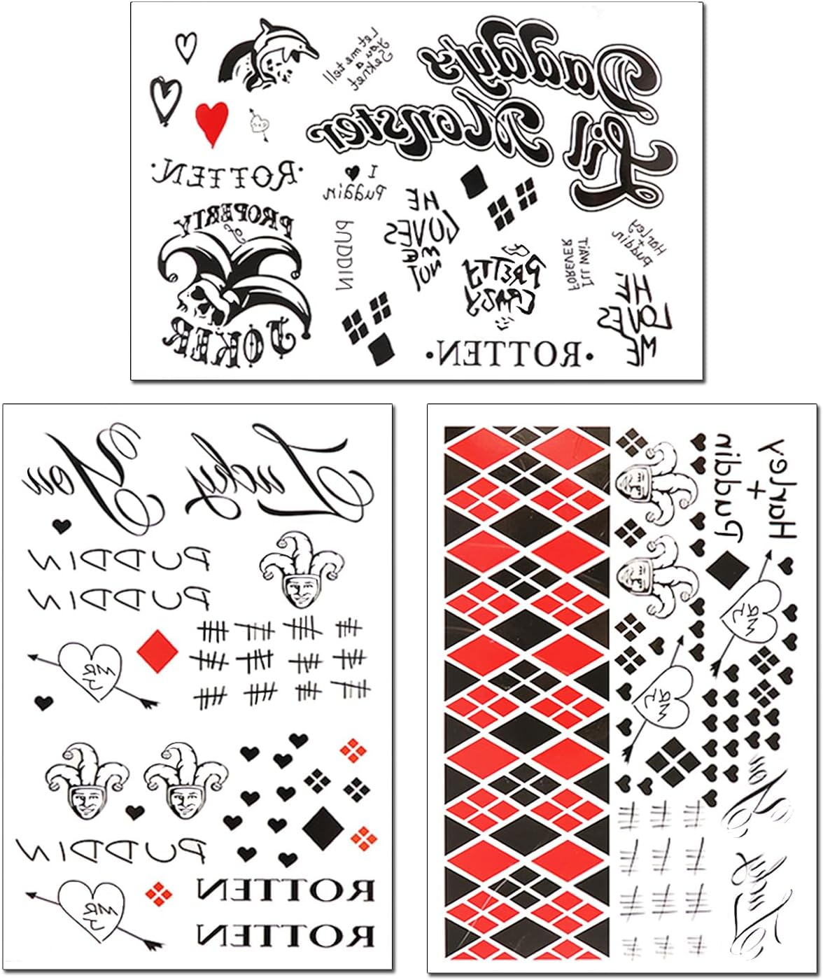 3 Sheets Temporary Tattoos Tattoo Sticker Perfect for Halloween,Cosplay, Costumes and Party Accessories