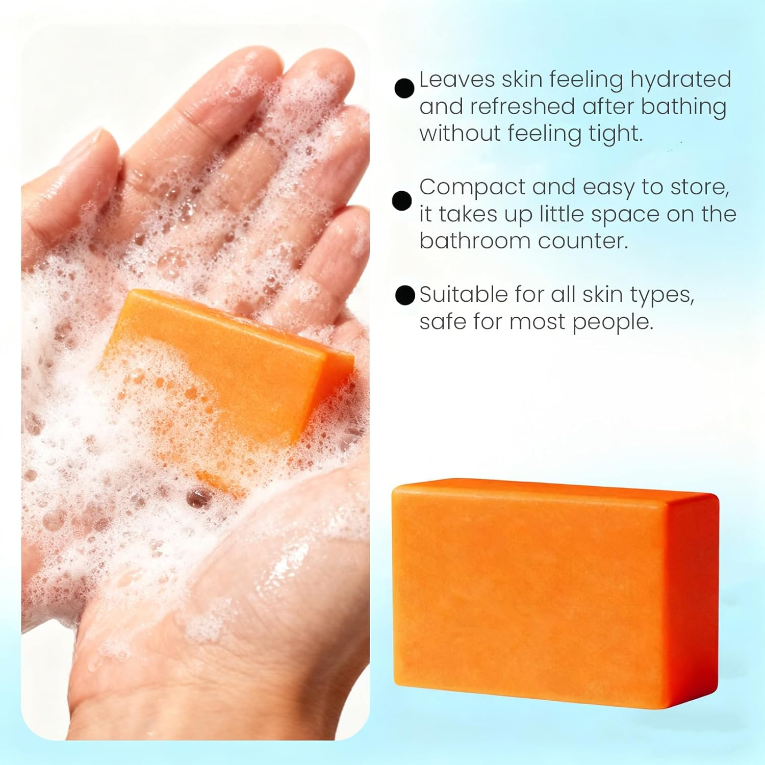 Persimmon Soap Bar for Body Odour Removal, Deodorant Bath Soap for Men & Women, Cleansing & Moisturising Face & Body, Exfoliating Bars with Persimmon & Honey, Light Scent for Smooth Skin (6Pcs) - 2Pcs image number 6