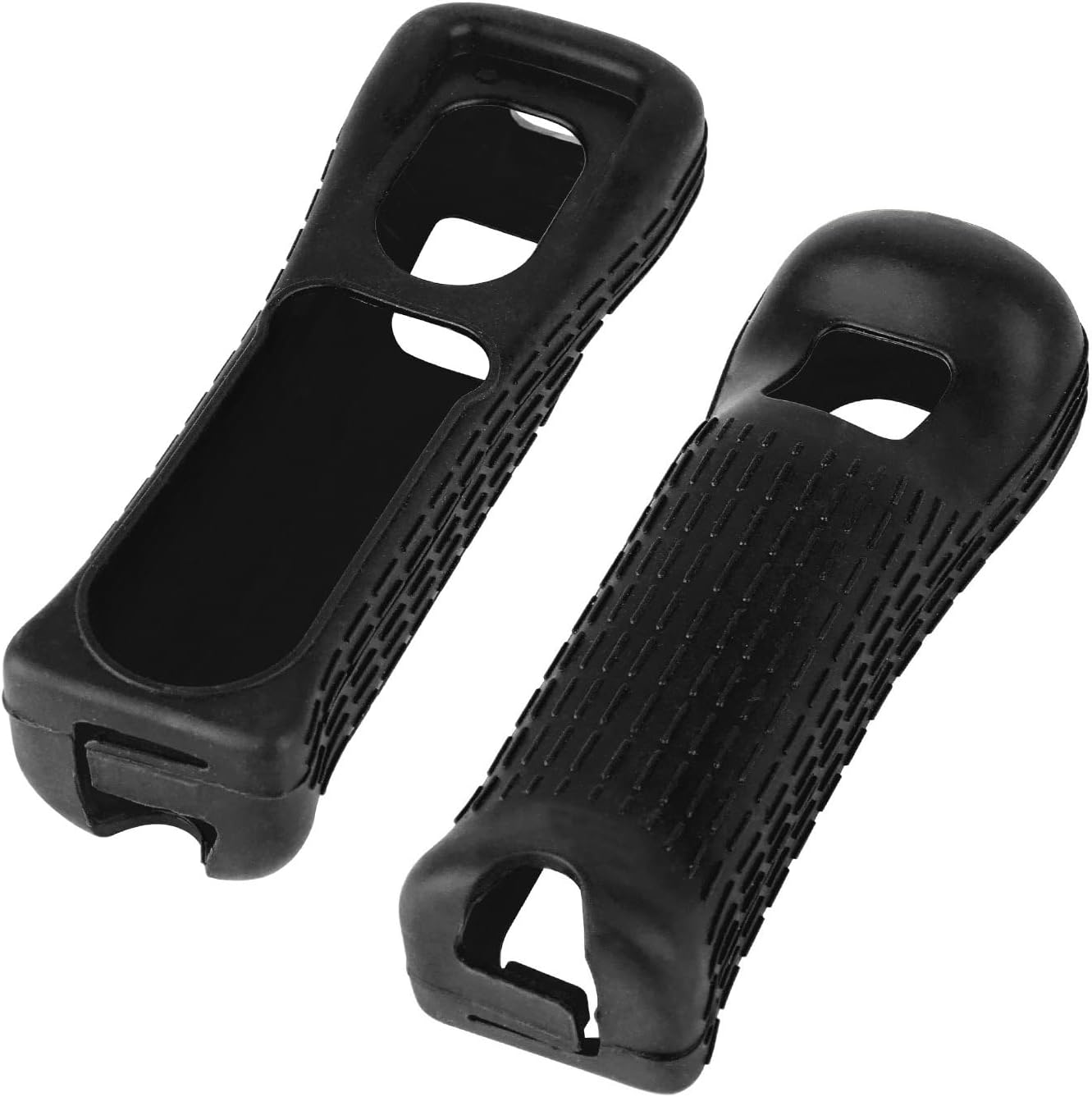 Jadebones 2X Black Silicone Skin Case Cover with Wrist Strap for Nintendo Wii Remote Controller