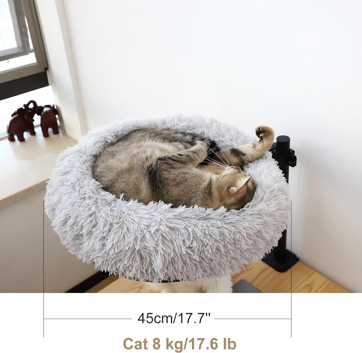Henglisam 16'' Cat Desk Bed, 360&deg; Rotating & Height Adjustable Cat Hammock Bed, Cozy Soft Plush Pet Cushion for Office Desks and Game Tables