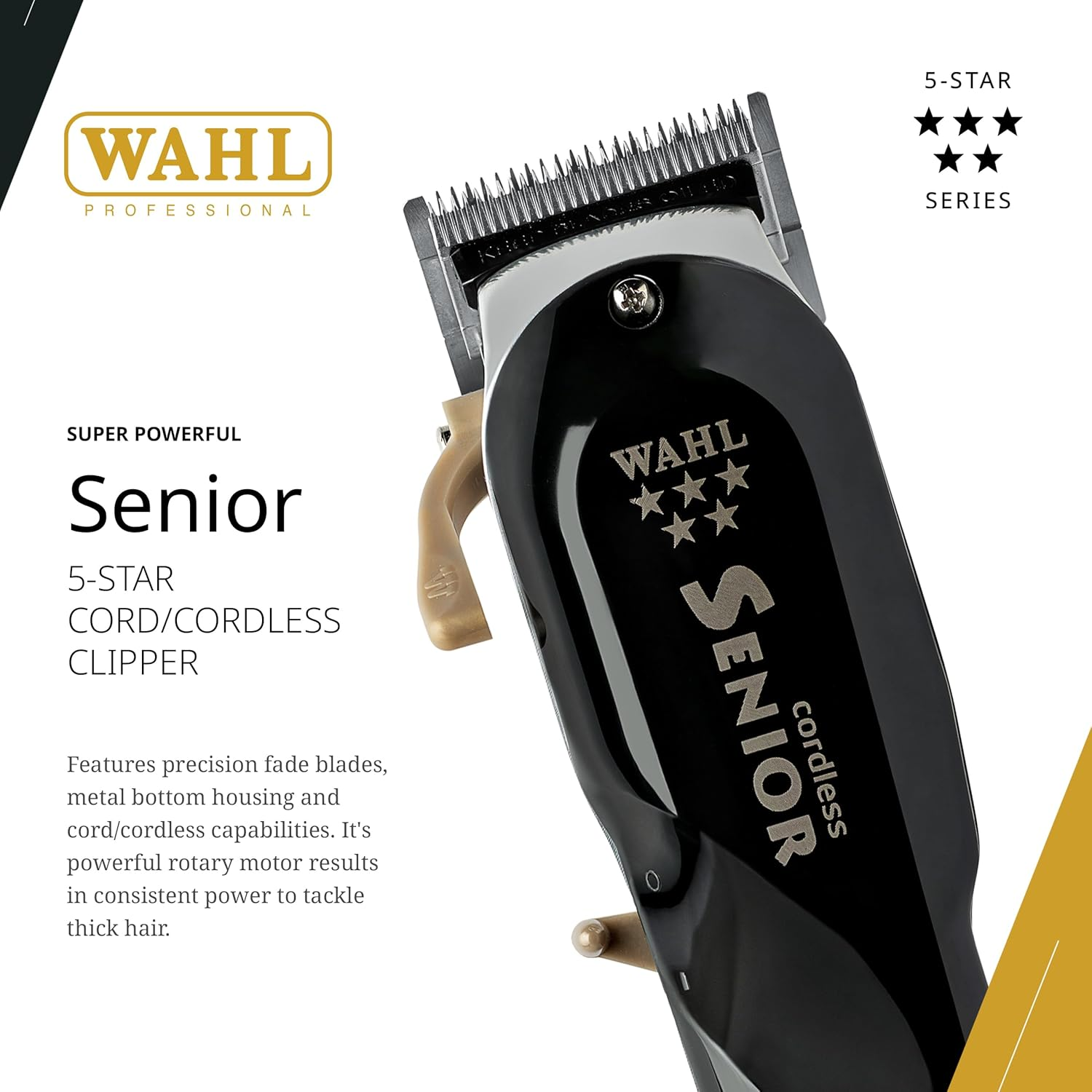 Wahl Professional 5 Star Cordless Senior Clipper Precision Fade Blades Metal Housing 80 Min Runtime image number 5