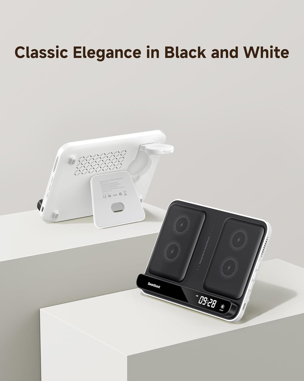 Swanscout Dual Phone Charger, 30W Charging Station for Iphone 17/Air/16/15/14/13/12/11, for Apple Watch 11/10/9/8/7/6/Ultra 3/SE 3 & Airpods Pro 3/4, Double Wireless Charger for 2 Phone, 710A