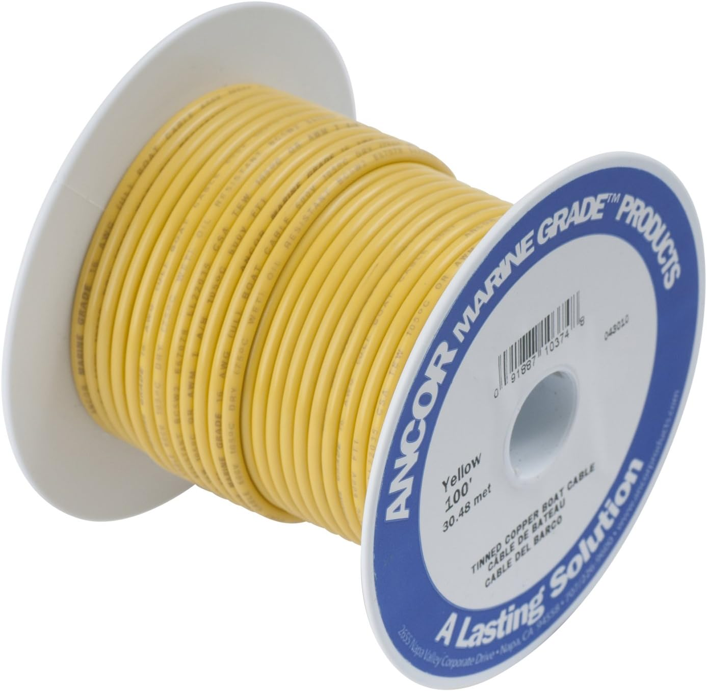 Ancor Marine Grade Primary Wire and Battery Cable - 50 Feet, Yellow, 1/0 Awg