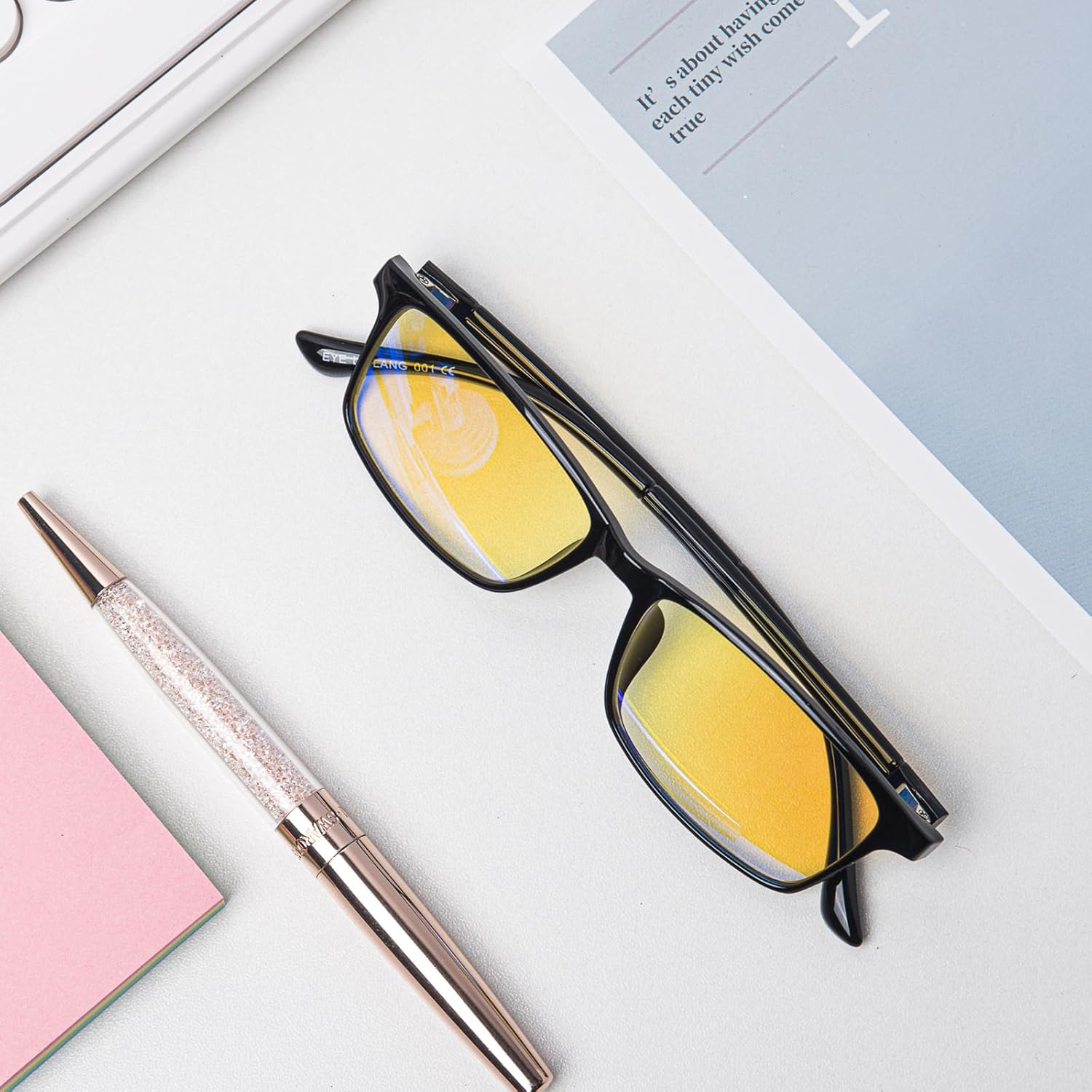 LANLANG Blue Light Blocking Glasses for Men Women, Negative Ion Glasses, Anion Glasses, Anti-Blue Computer Glasses,Anti-Glare, Relieve Fatigue, Black image number 5