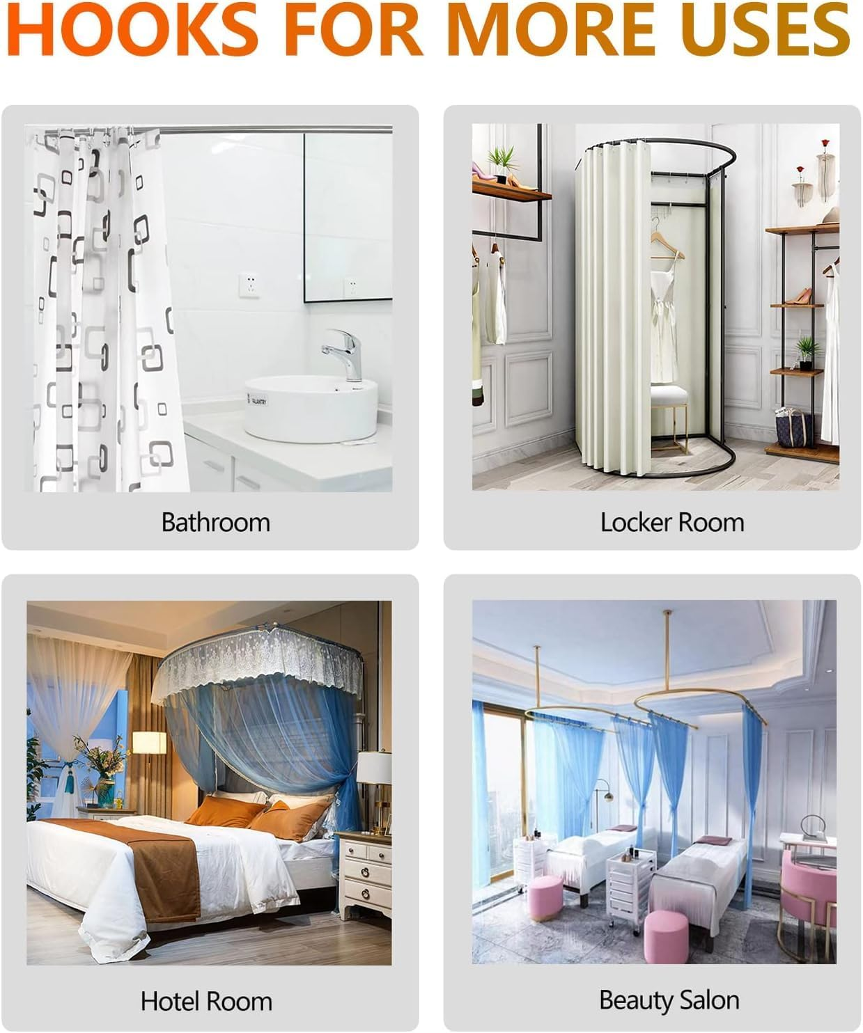 12 Pack Shower Curtain Hooks,Black Shower Curtain Hooks, Metal Durable Rust Proof, Smooth Glide S Hook for Bathroom, Shower Hook for Spa Center, Kitchen & Wardrobe S Hooks for Hanging (Black) image number 1