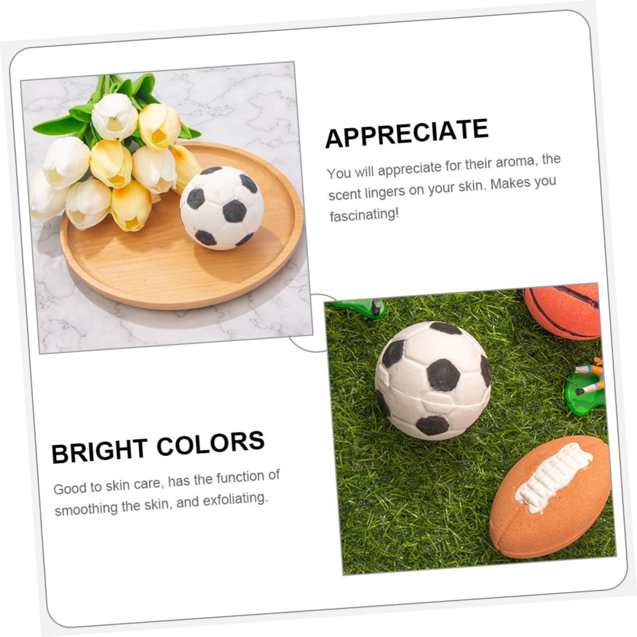 Ipetboom 2Pcs Cute Football Bath Salt Bomb Bath Household Bathing Skin-Friendly image number 3