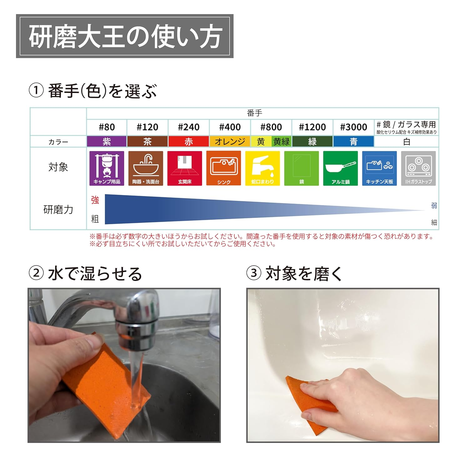 Polishing Daio Hand Polishing Sheet, Half Size, 9 Types (#120 for Ginky Stains, #240 for Stone and Tile, #400 for Stainless Steel, Fine #800 for Stainless Steel, #800 for Mirror, #1200 for Non-Ferrous image number 1