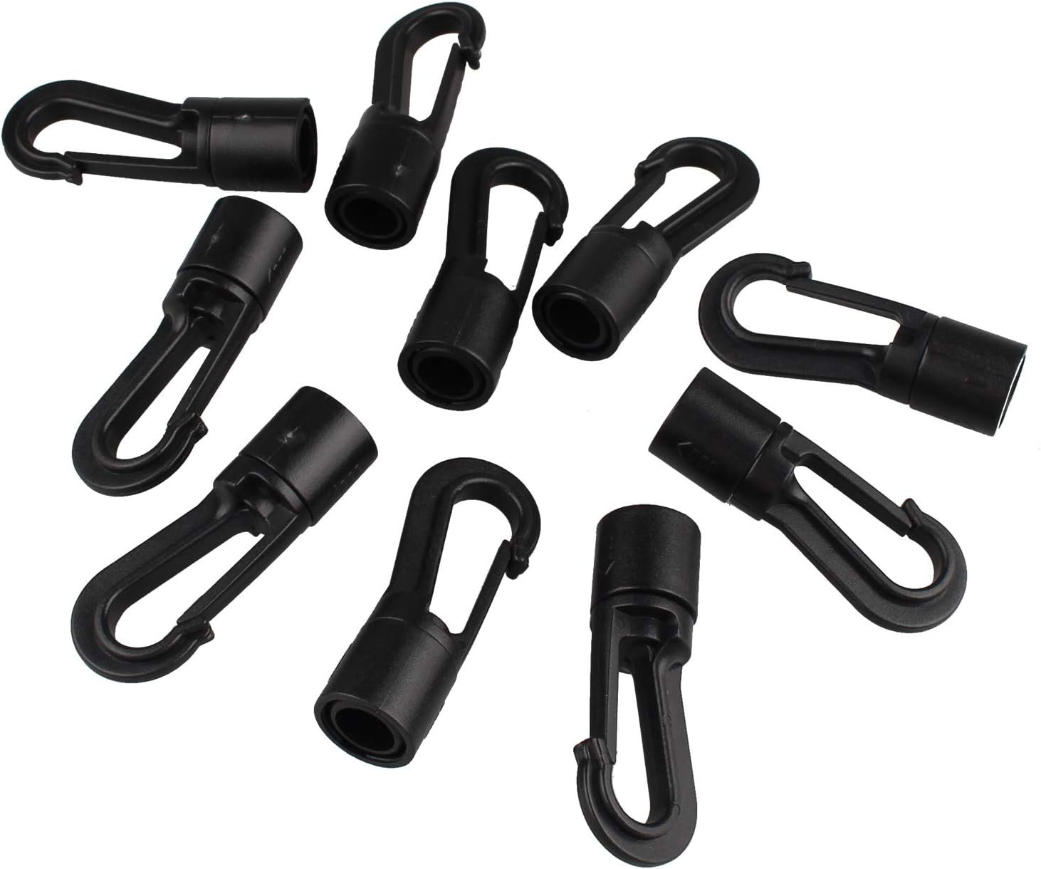 Futheda 20PCS 8Mm Shock Cord End Hook for Boat Kayak Canoe - Bungee Cord Hanging Terminal Ends - Plastic Lashing Hooks for DIY Elastic Stretch Cords 1/4 Inch image number 4