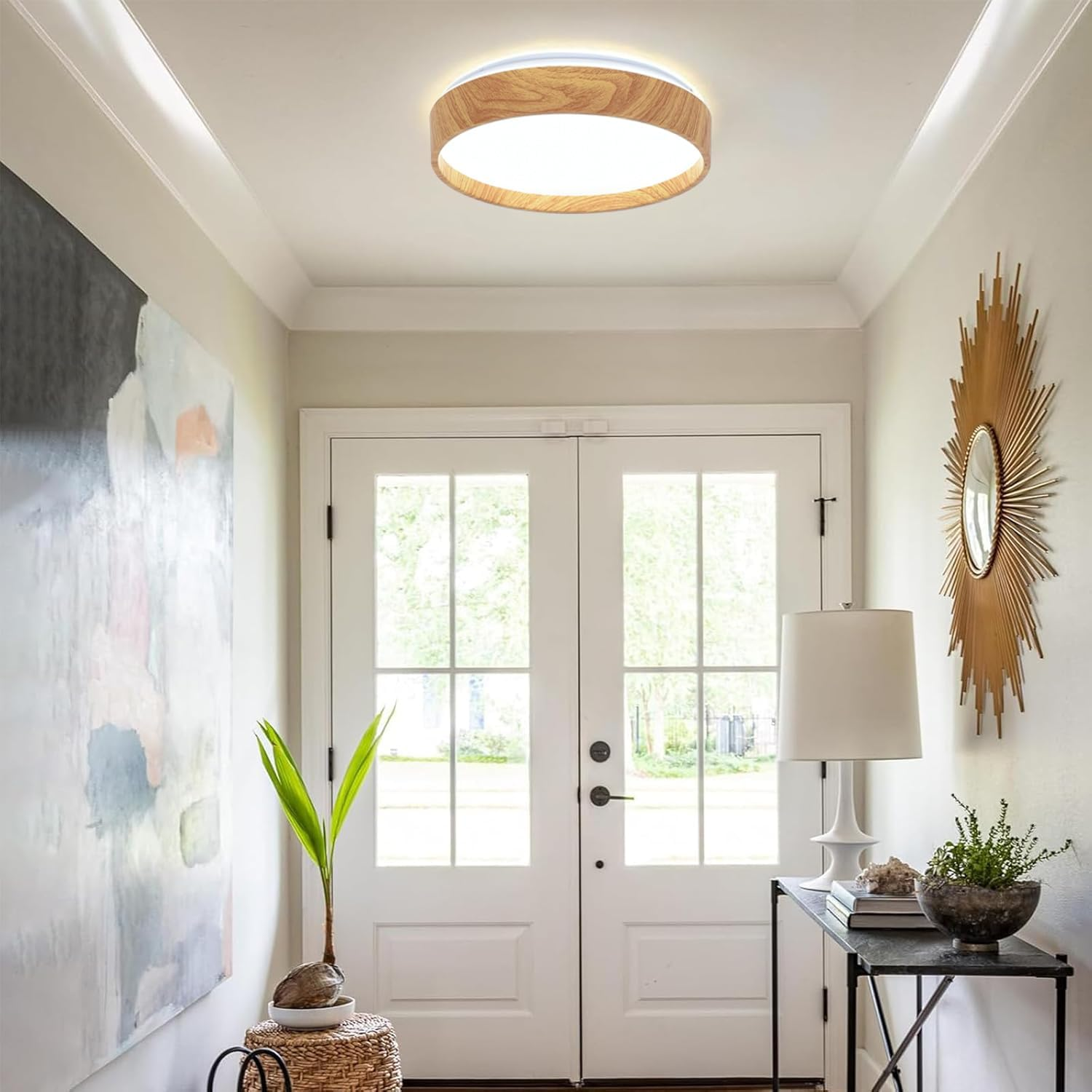 LED Flush Mount Ceiling Light Fixtures 10.2&rsquo;&rsquo;, Modern Bedroom Ceiling Lights 6000K, Painted Wood Grain Low Profile Ceiling Lighting for Dining Room, Kitchen, Living Room RCM Certificted image number 4