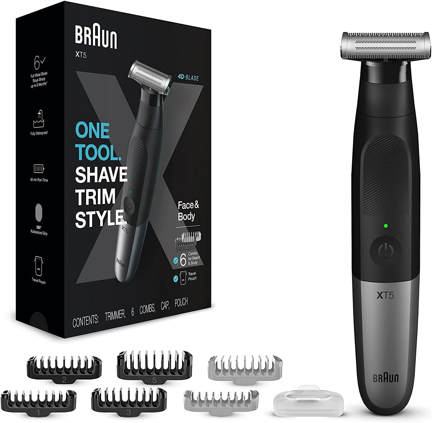 Braun Series XT5 &ndash; Beard Trimmer, Shaver, Electric Razor for Men, Manscaping Kit, Durable Blade, Travel Pouch, XT5200 image number 4