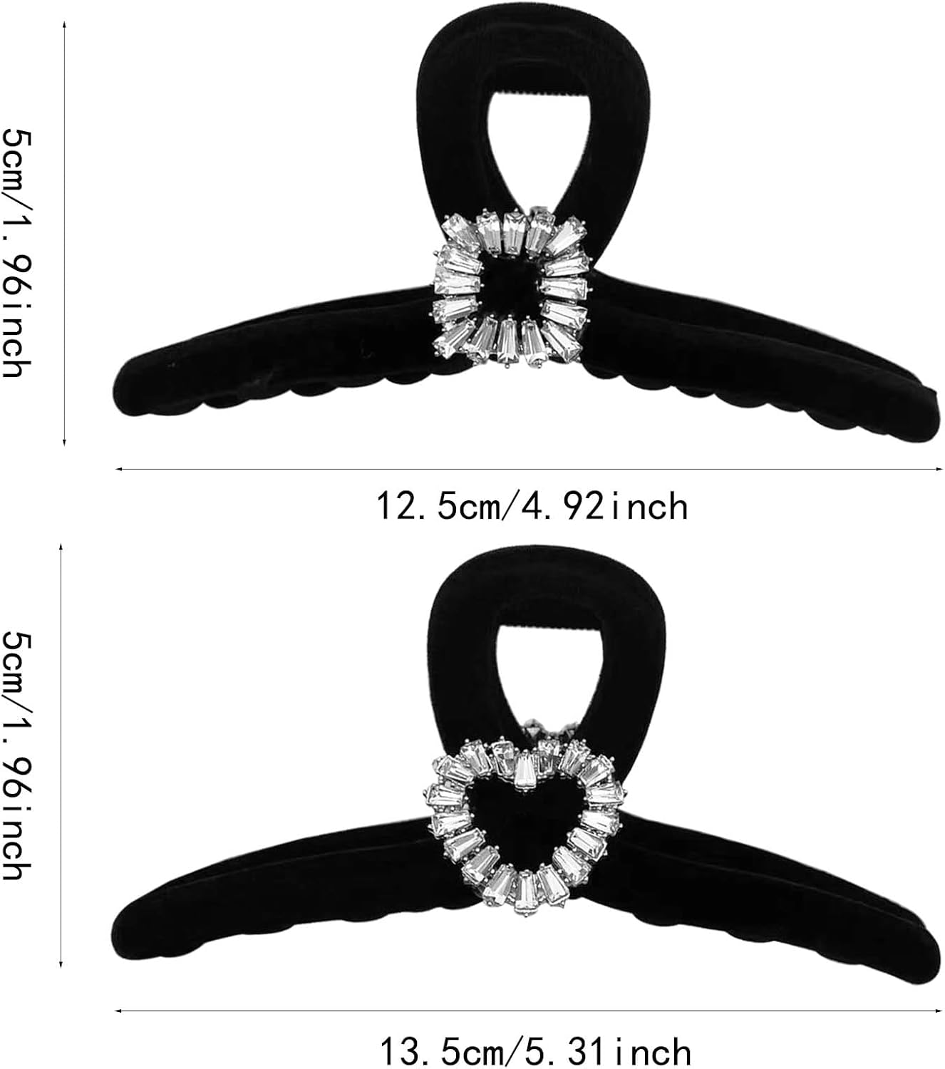 2 PCS Large Hair Clips, Cute Flocking Rhinestone Hair Claw Clips Big Hair Jaw Clips for Women Thick Hair Thin Hair Decorative Hair Claw Clips Hair Barrettes Hair Accessories for Women Girls image number 5