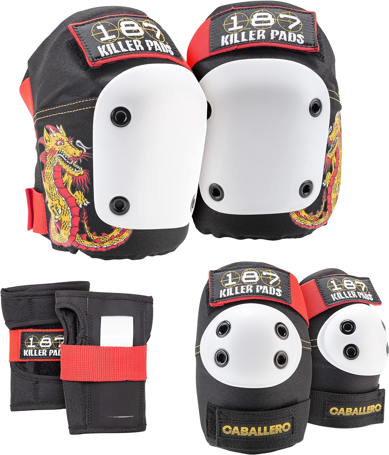 187 Killer Pads Skateboarding Knee Pads, Elbow Pads, and Wrist Guards, Six Pack Pad Set