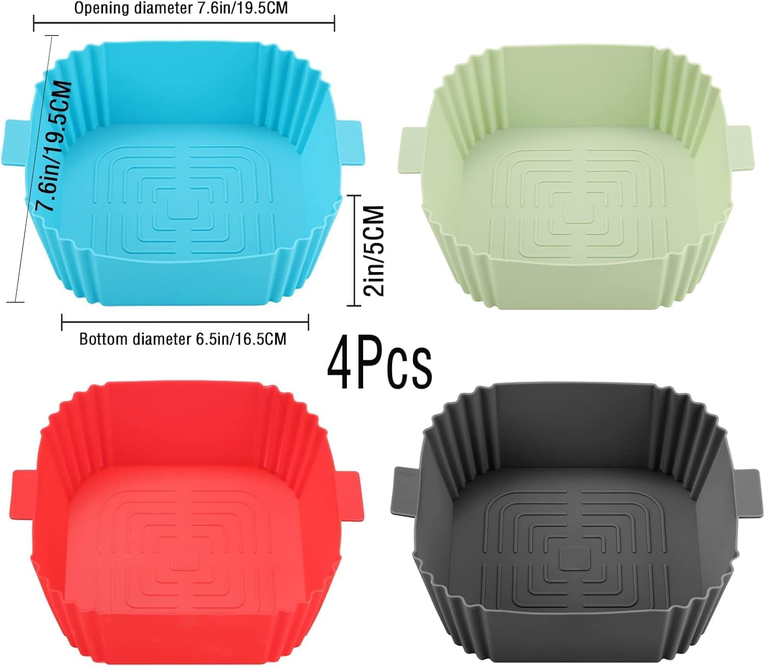 Silicone Air Fryer Liners,4Pcs Air Fryer Silicone Reusable Liners Square,Food Safe Air Fryers Oven Accessories,Replacement of Flammable Parchment Liner Paper for Air Fryer,Silicone Baking Tray Pots image number 1