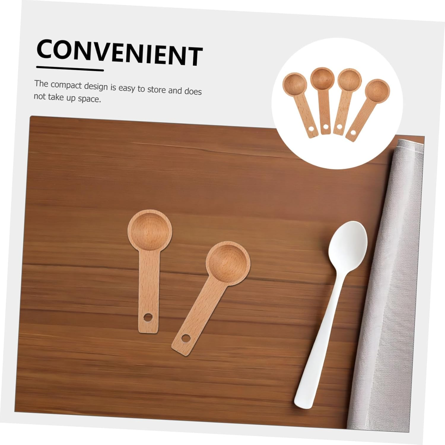 VICASKY 4Pcs Baking Measuring Spoons Espresso Spoons Small Wood Wood Coffee Measure Scoop Coffee Tea Measuring Tool Tea and Tool Beige