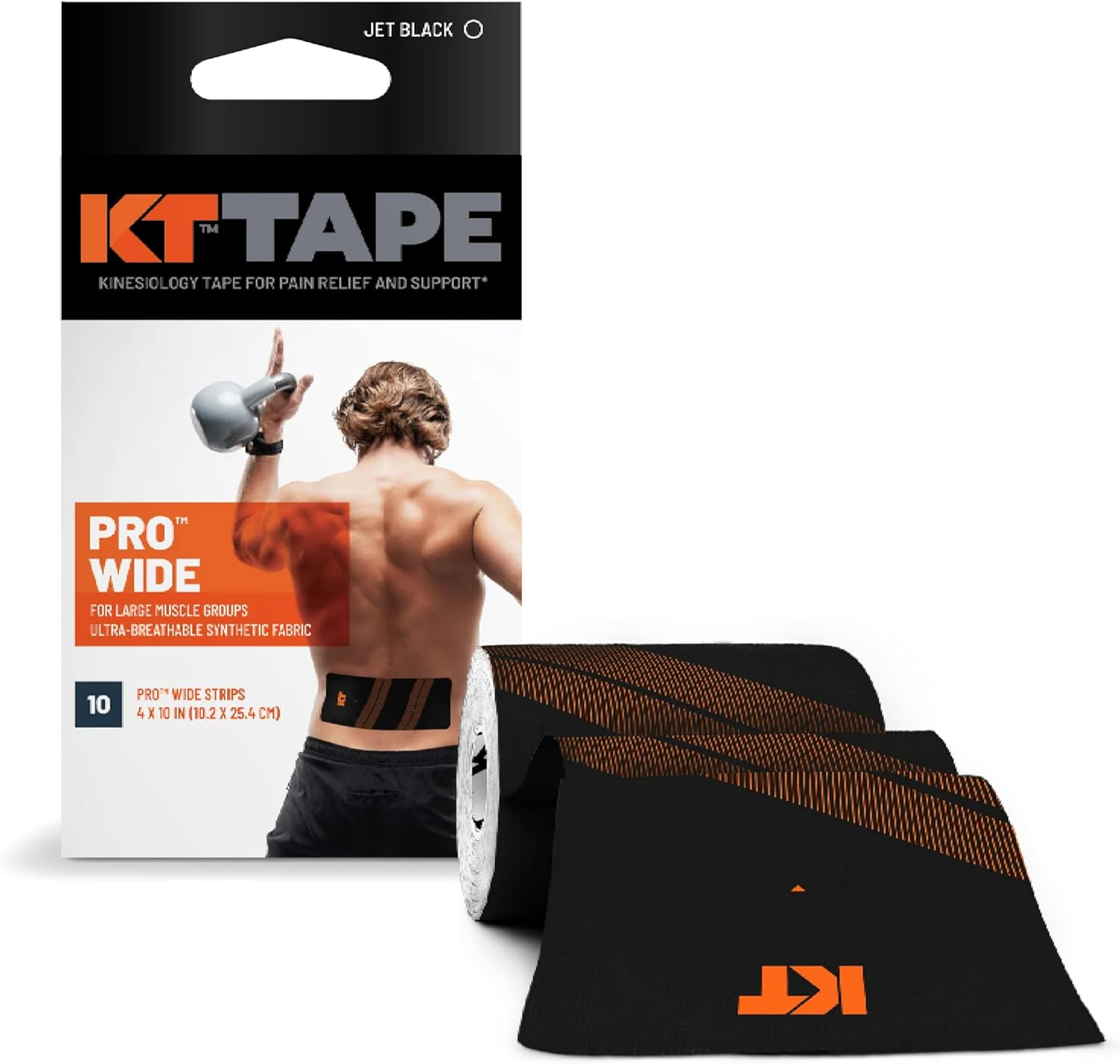 KT Tape, Pro Synthetic Kinesiology Athletic Tape, 10 Count, 10&rdquo; Precut Wide Strips