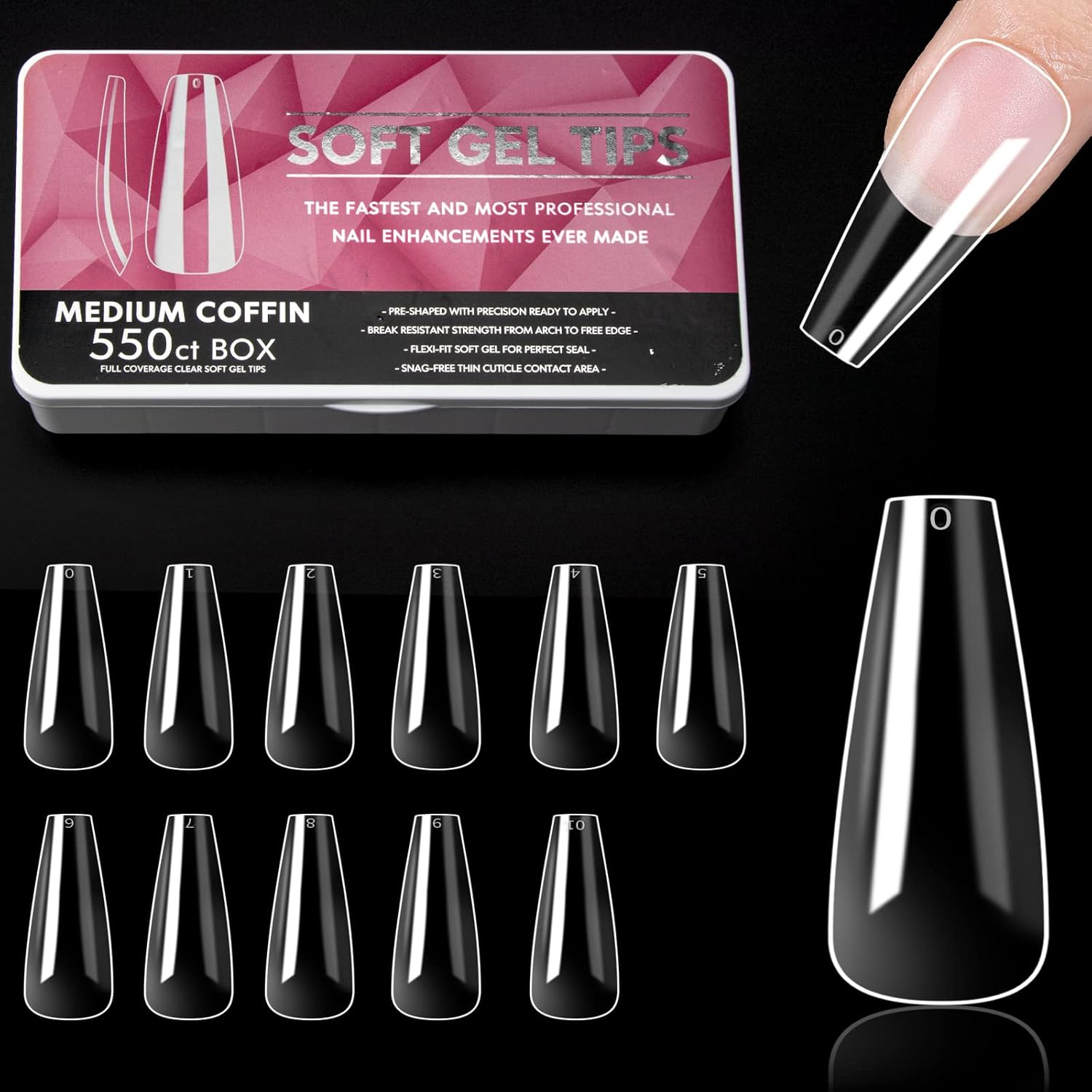 YUNAI Medium Almond Nail Tips - Soft Nail Extension Tip Kit, Pre-Shape Half Matte Full Cover Medium Almond Press on False Nail Tips for Nail Extension Home Salons DIY Nail Art