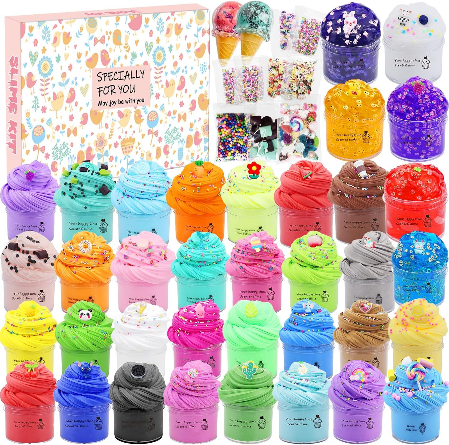 36 Pack Mini Cloud Slime Butter Slime Kit, Crystal Slime Peachybbies Slime for Kids, Party Favors Supplies Clear Slime Kit for Girls Boys Kids Toy Slime Fluffy, Cute Loot Bag Fillers Cool Goodie Bags image number 4