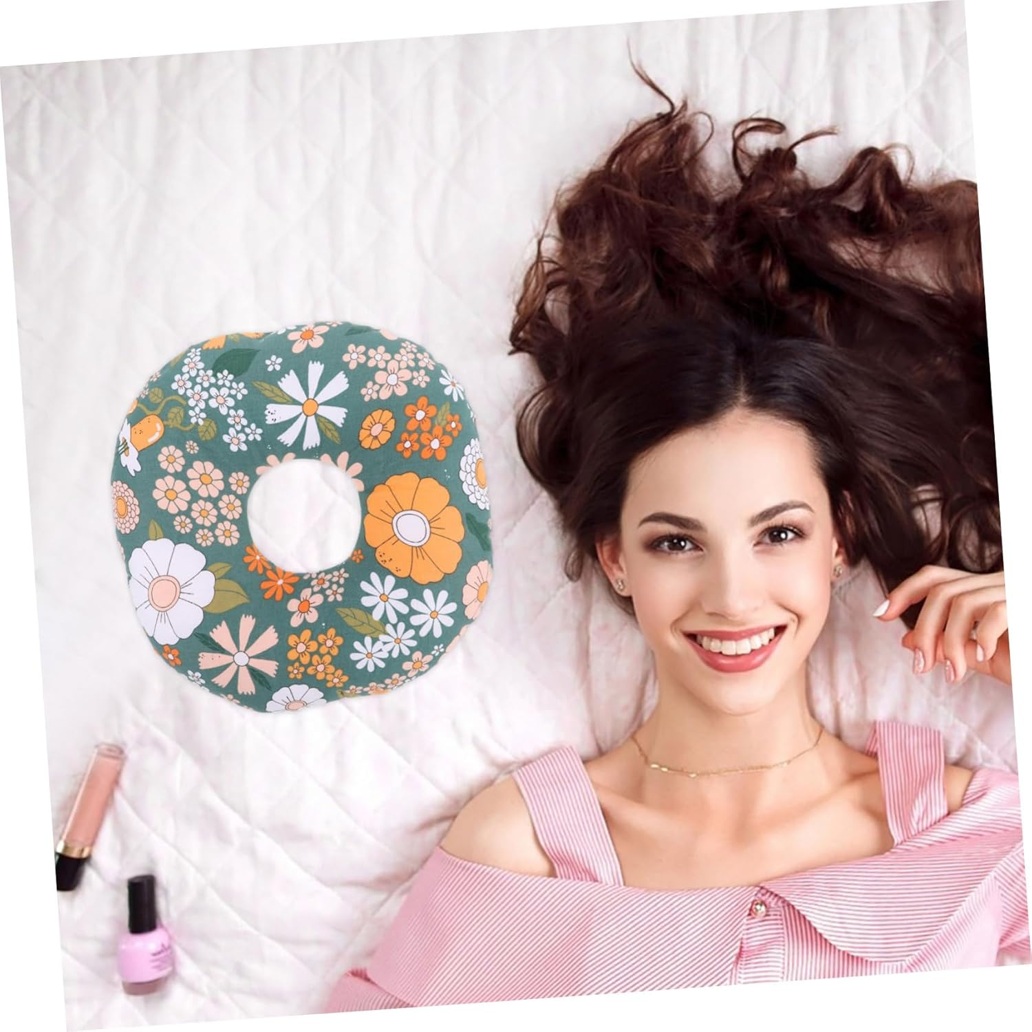 CONGARTENO Donut Piercing Pillow with Hollow Design Comfortable Ear Support for Memory Ear Protector for Post-Piercing Recovery Washable and Easy to Clean for Travel and Home Use image number 1