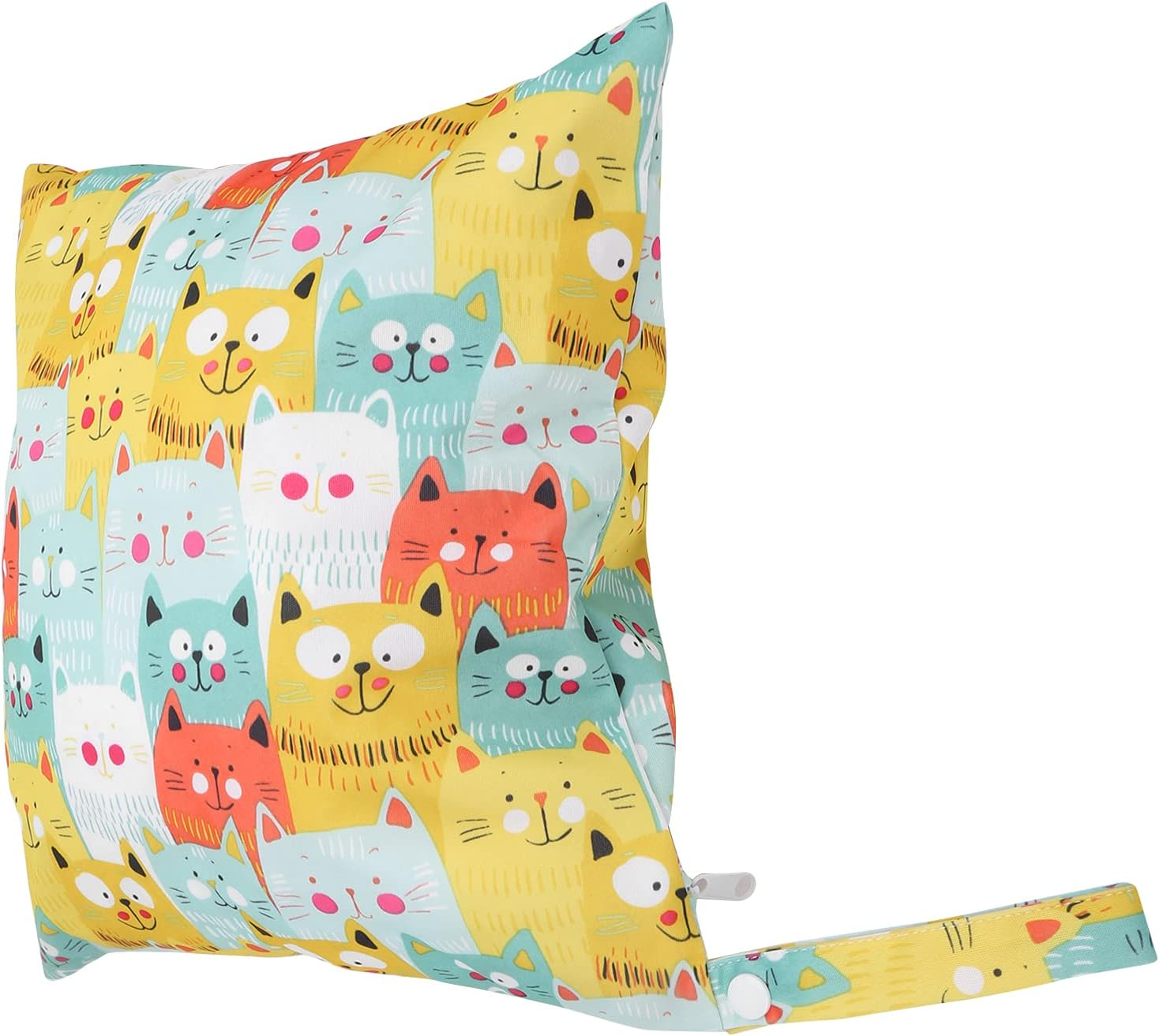 Cloth Diaper Bag, Organizer Bag Cartoon Pattern Single Zipper Double‑Layered Pockets Reusable with Handle Strap for Travel for Cosmetic Bag(Color Cat) image number 5