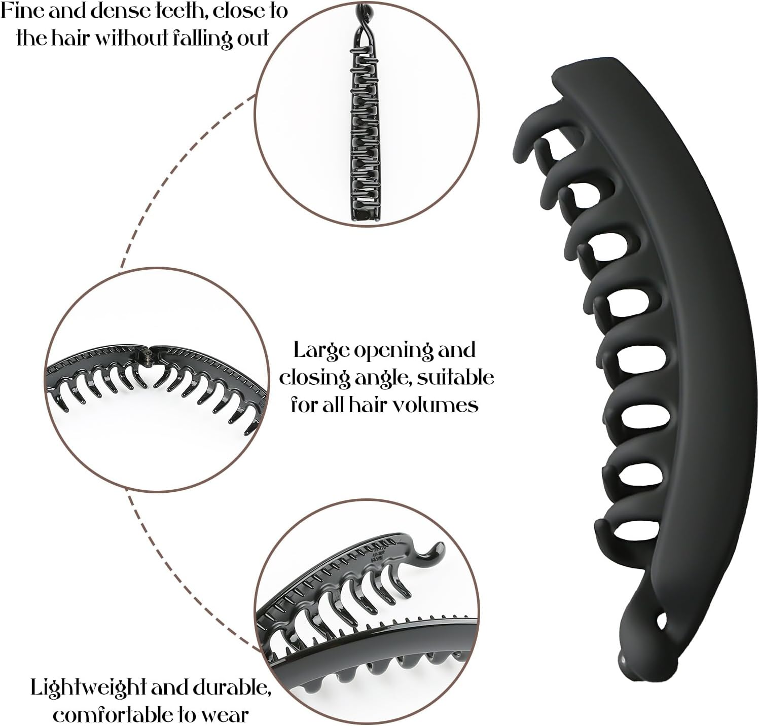 VEGCOO Pack of 10 Banana Clip Hair, Large Vintage Banana Clip, Banana Clips for Thick and Thin Hair, Non-Slip Ponytail Holder Clip for Women and Girls image number 4