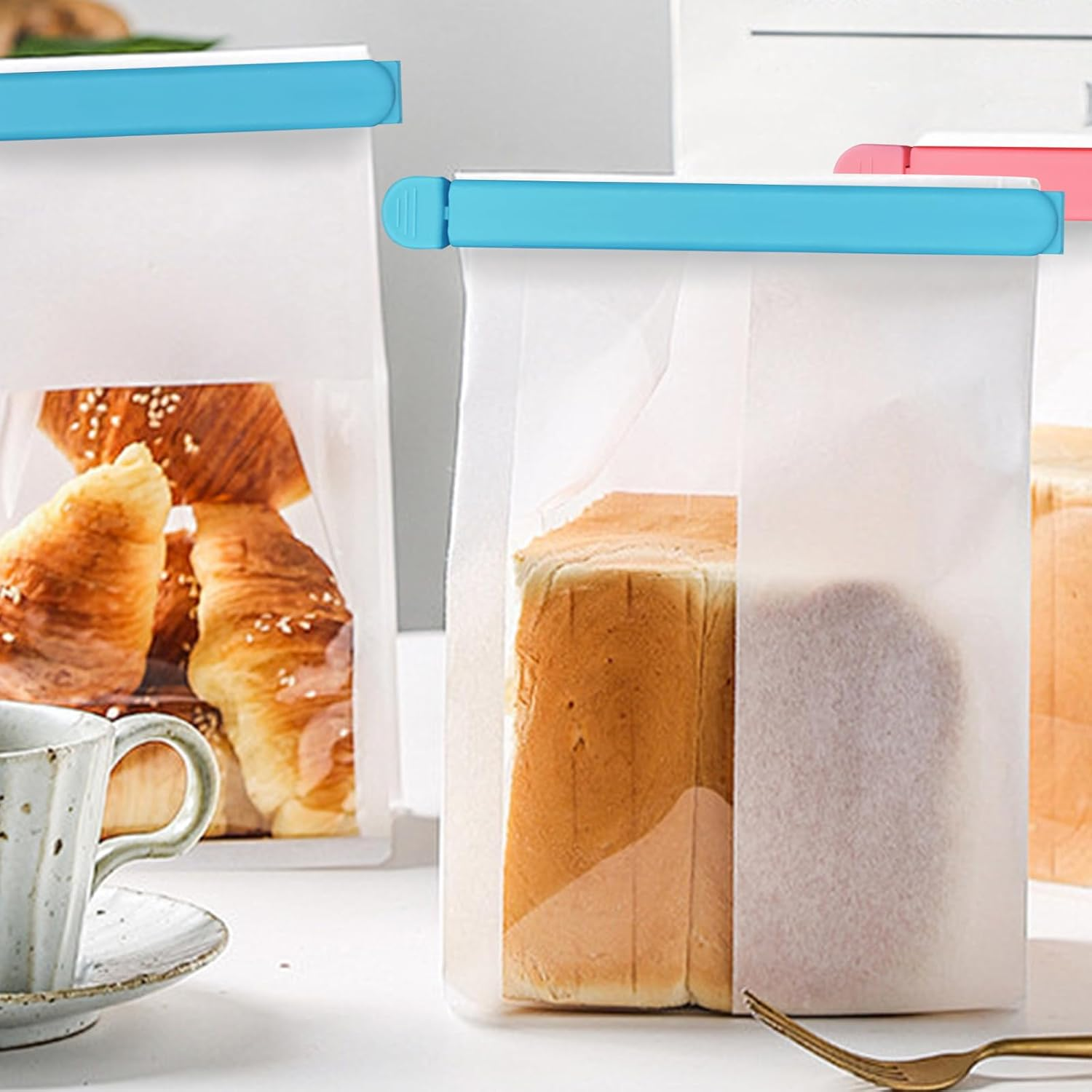 12 Pack Colored Bag Clips, Bag Closures, Chip Clips, Piping Bag Clips for Kitchen Food Bag Sealing, 3 Size image number 1