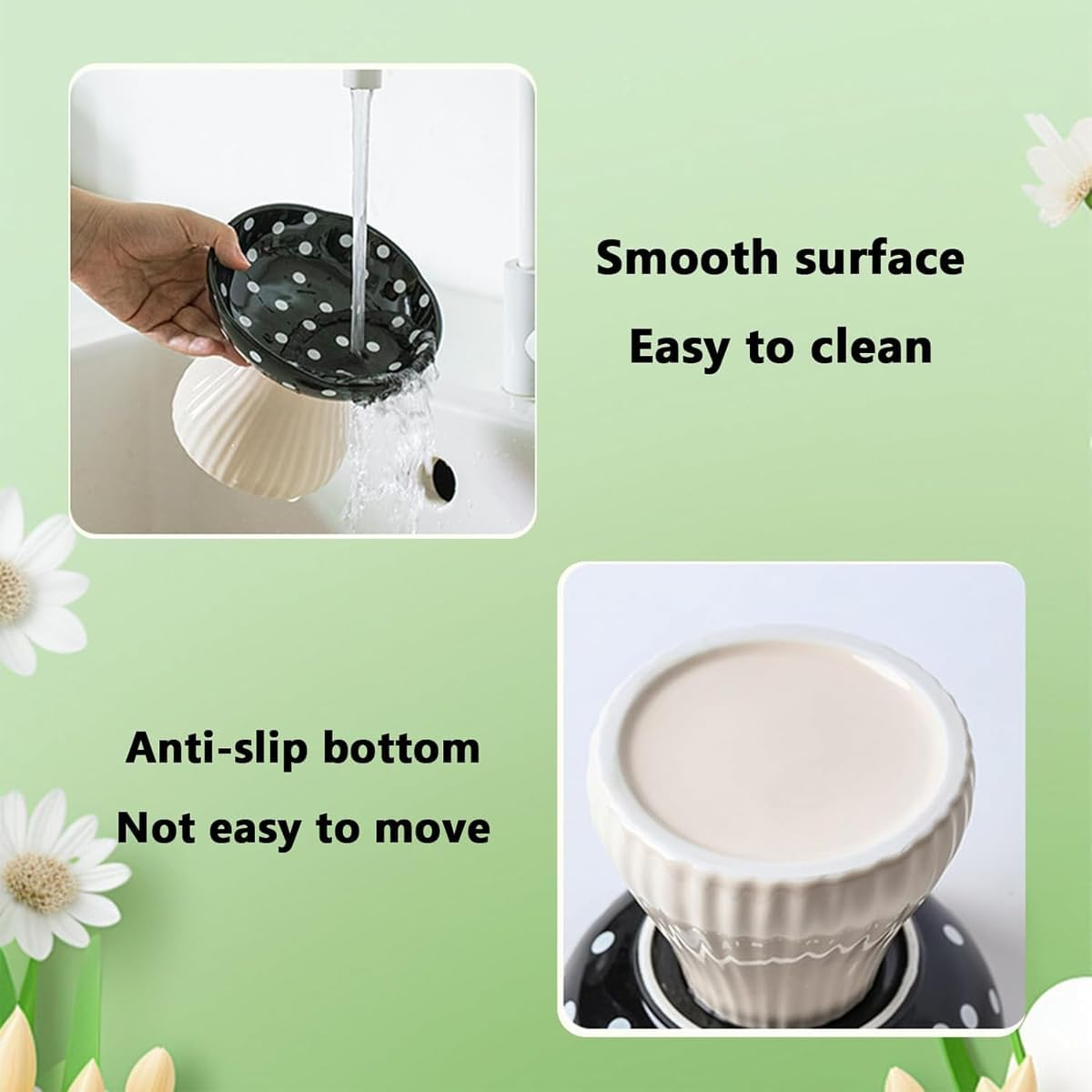 AIMALL Elevated Pet Bowl, Non-Slip Cat Feeding Bowl with Polka Dot Design, Food Grade, Suitable for Small, Adult and Senior Cats, 5.91 X 5.51 Inches image number 2