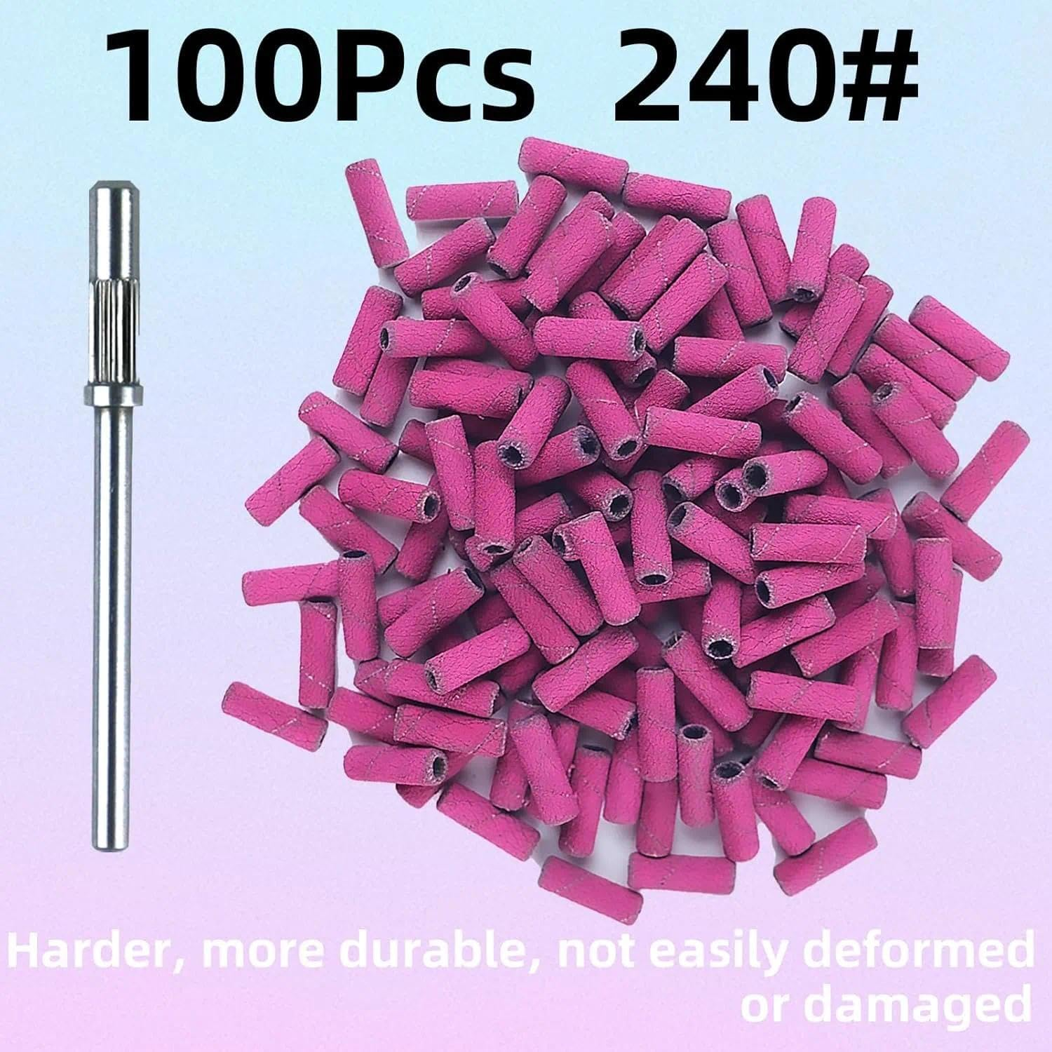 Mini Sanding Bands 240 Grit Extremely Fine, 100 Pcs Nail Drill Bits Sanding Bands with Mandrel, Small Sanding Bands for Nail Drill Manicure Pedicure Tools, Geiwogwc image number 6