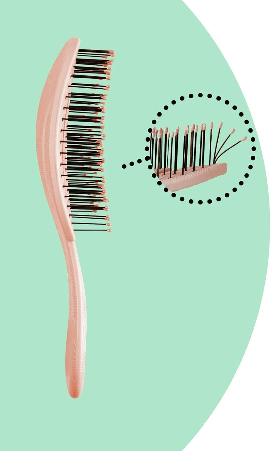 Ninabella Organic Detangling Hair Brush for Women, Men & Children - Does Not Pull on Hair - Hair Straightening Brushes for Straight, Curly & Wet Hair - Unique Wave Hairbrush Rose Gold